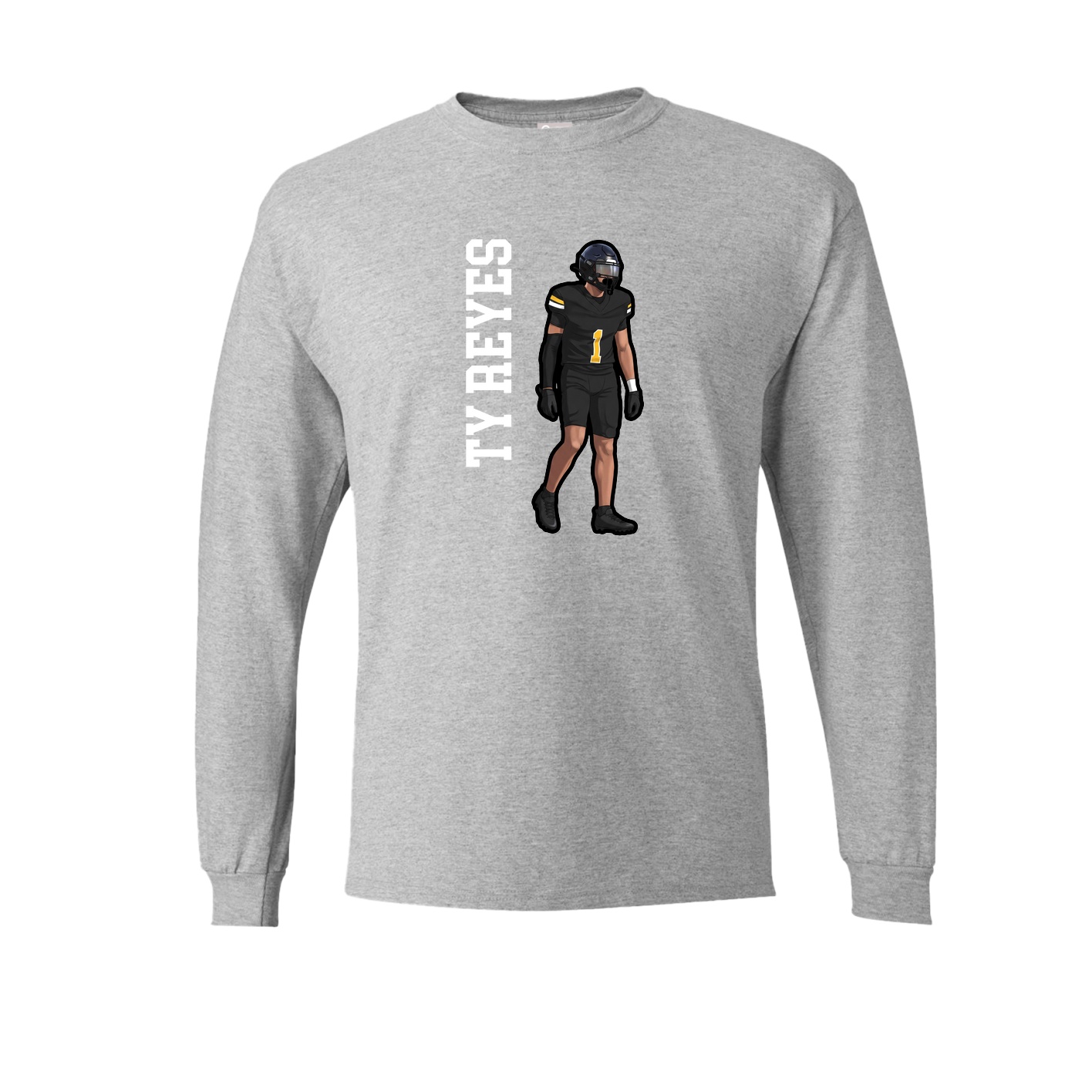 Long Sleeve Tee — Name Vertical in Grey