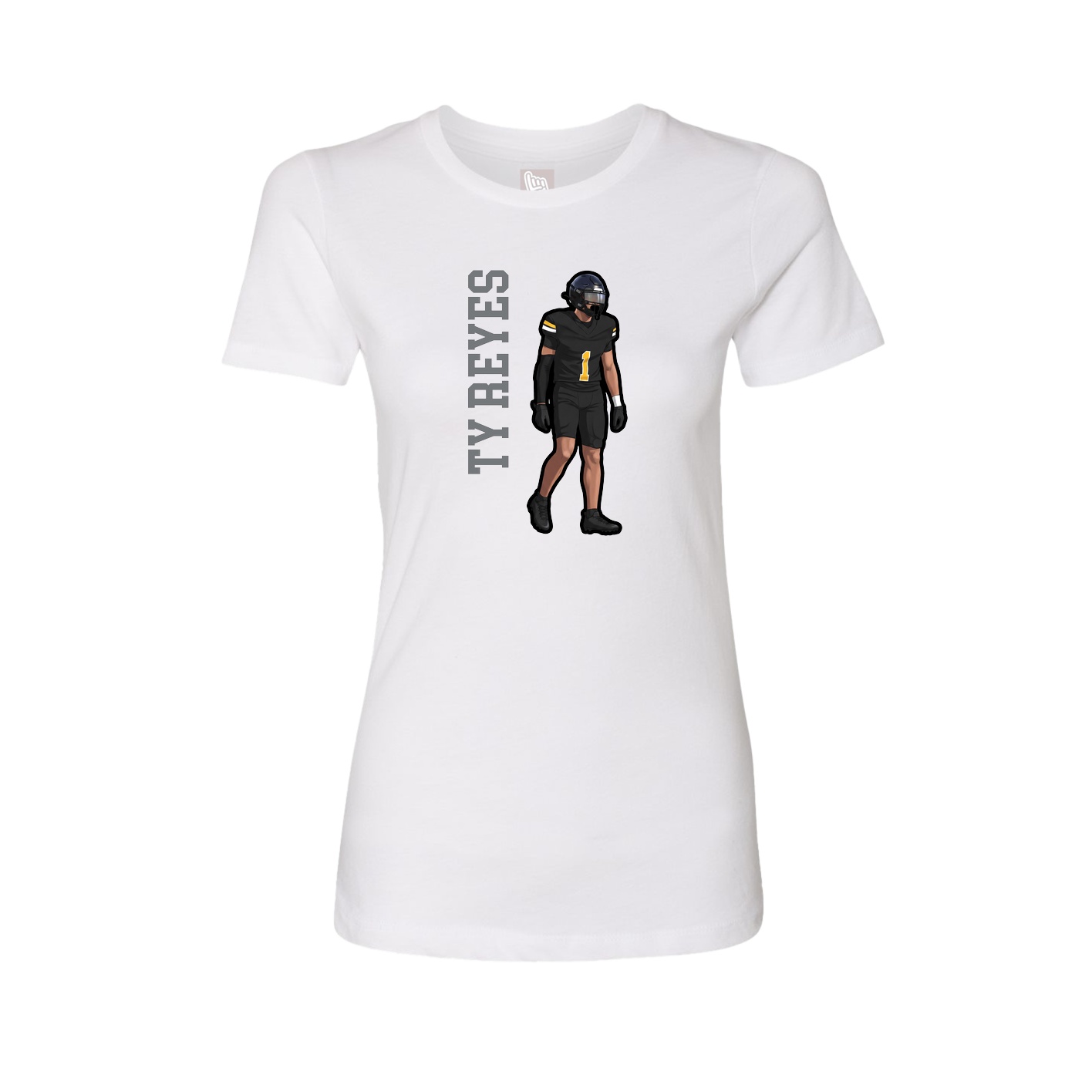 Fitted Women's Tee — Name Vertical in White