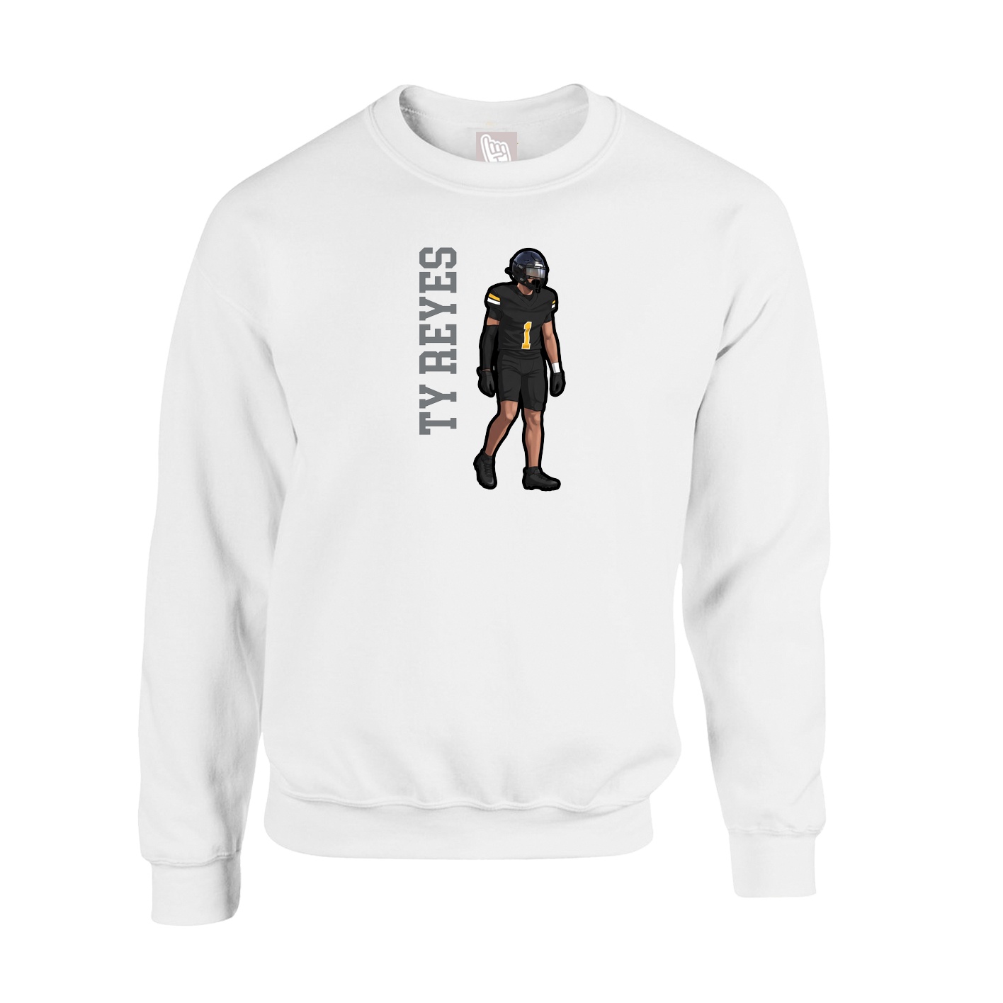 Fleece Crew — Name Vertical in White