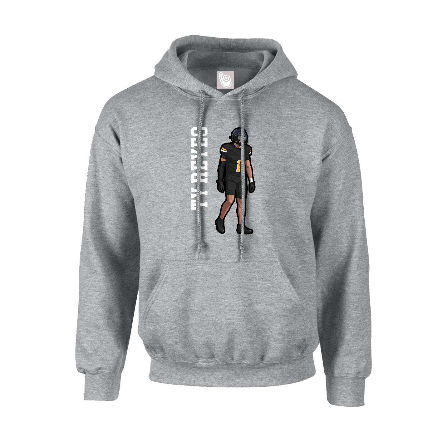 Youth Hoodie — Name Vertical in Grey