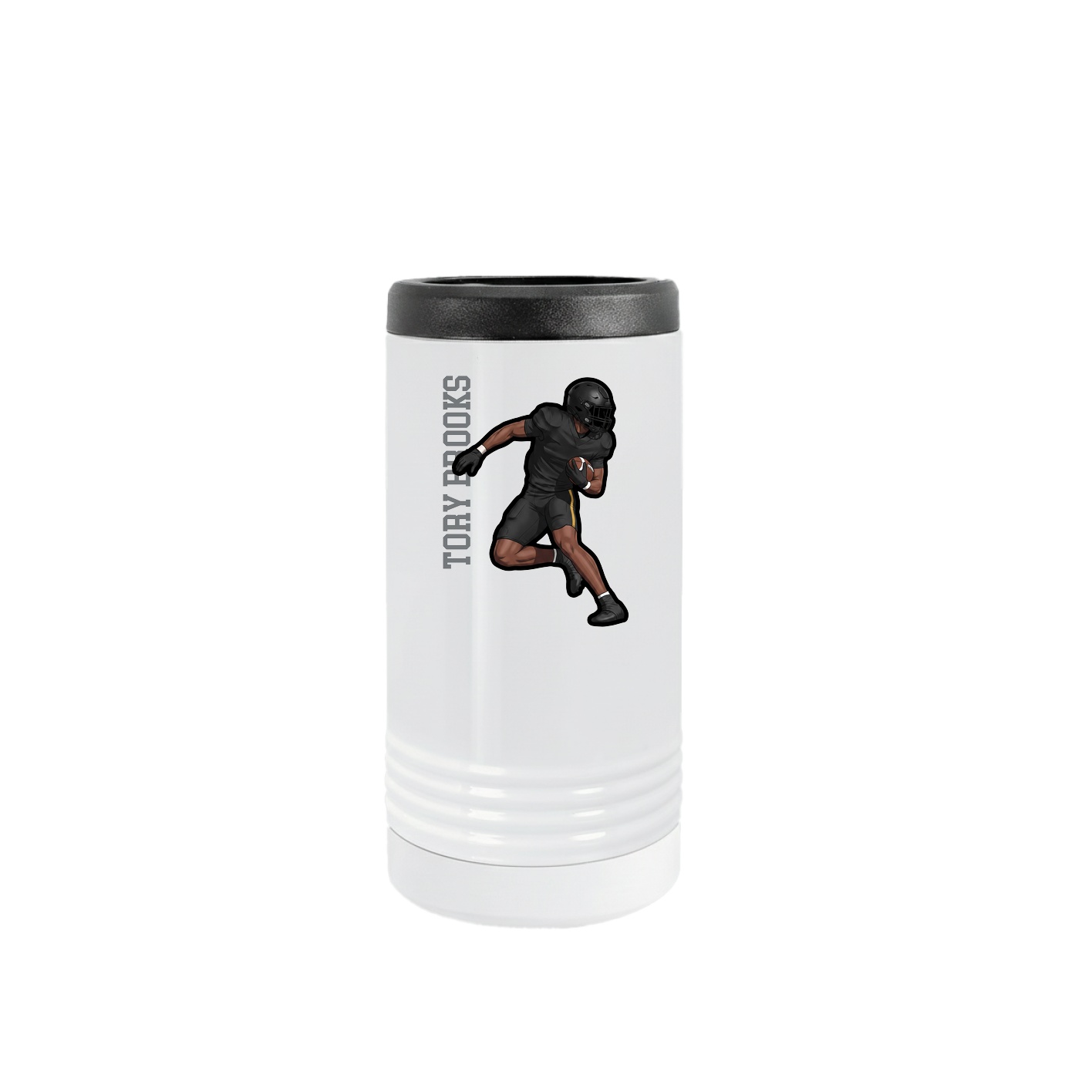 Slim Beverage Holder — Name Vertical in White