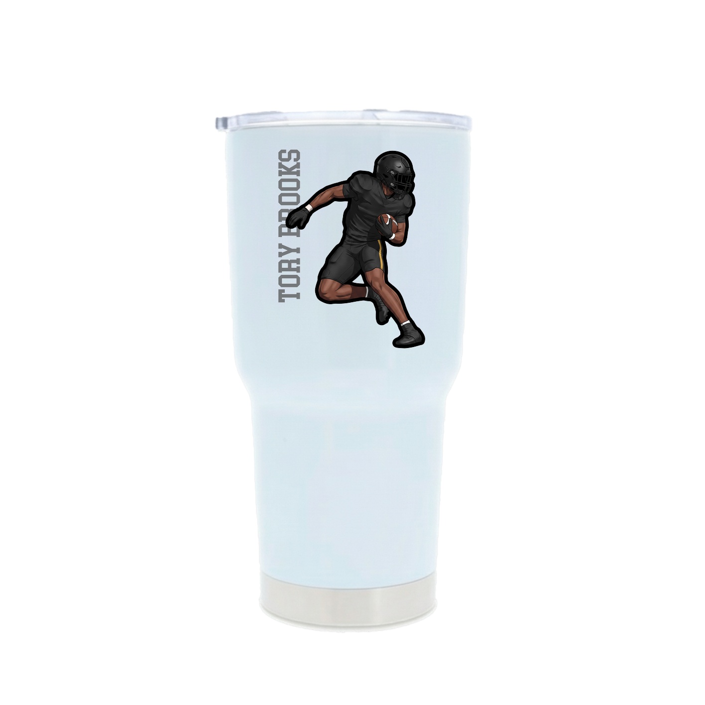 30oz Stainless Steel Tumbler — Name Vertical in White