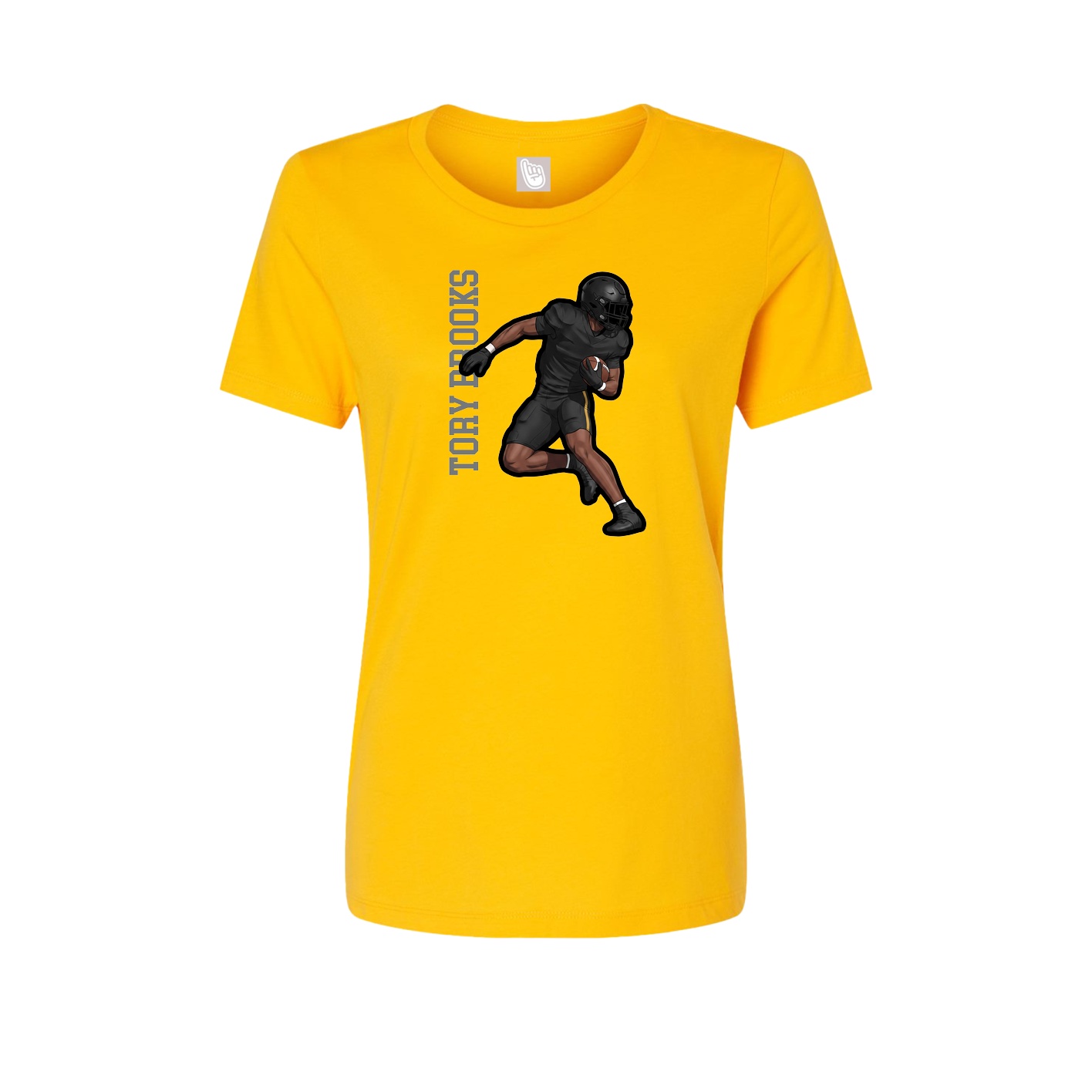 Fitted Women's Tee — Name Vertical in Gold