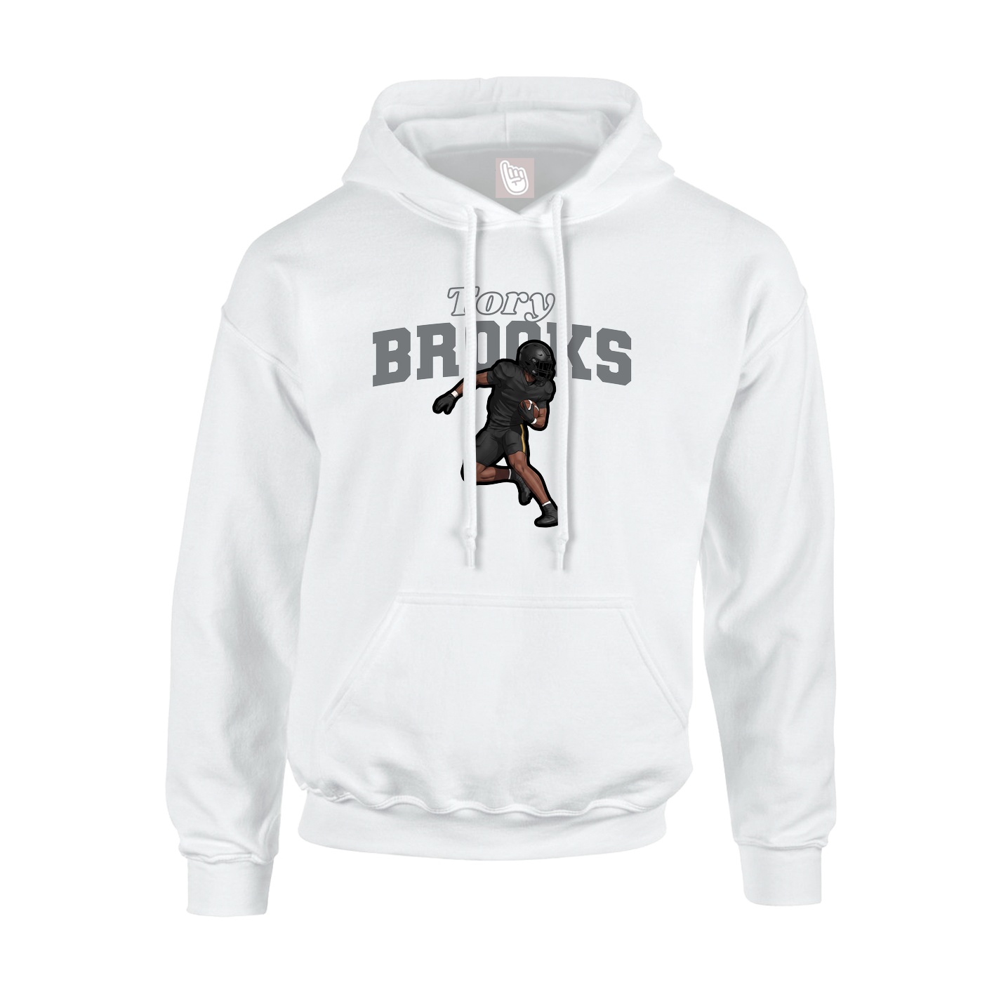 Youth Hoodie — Name Arch in White