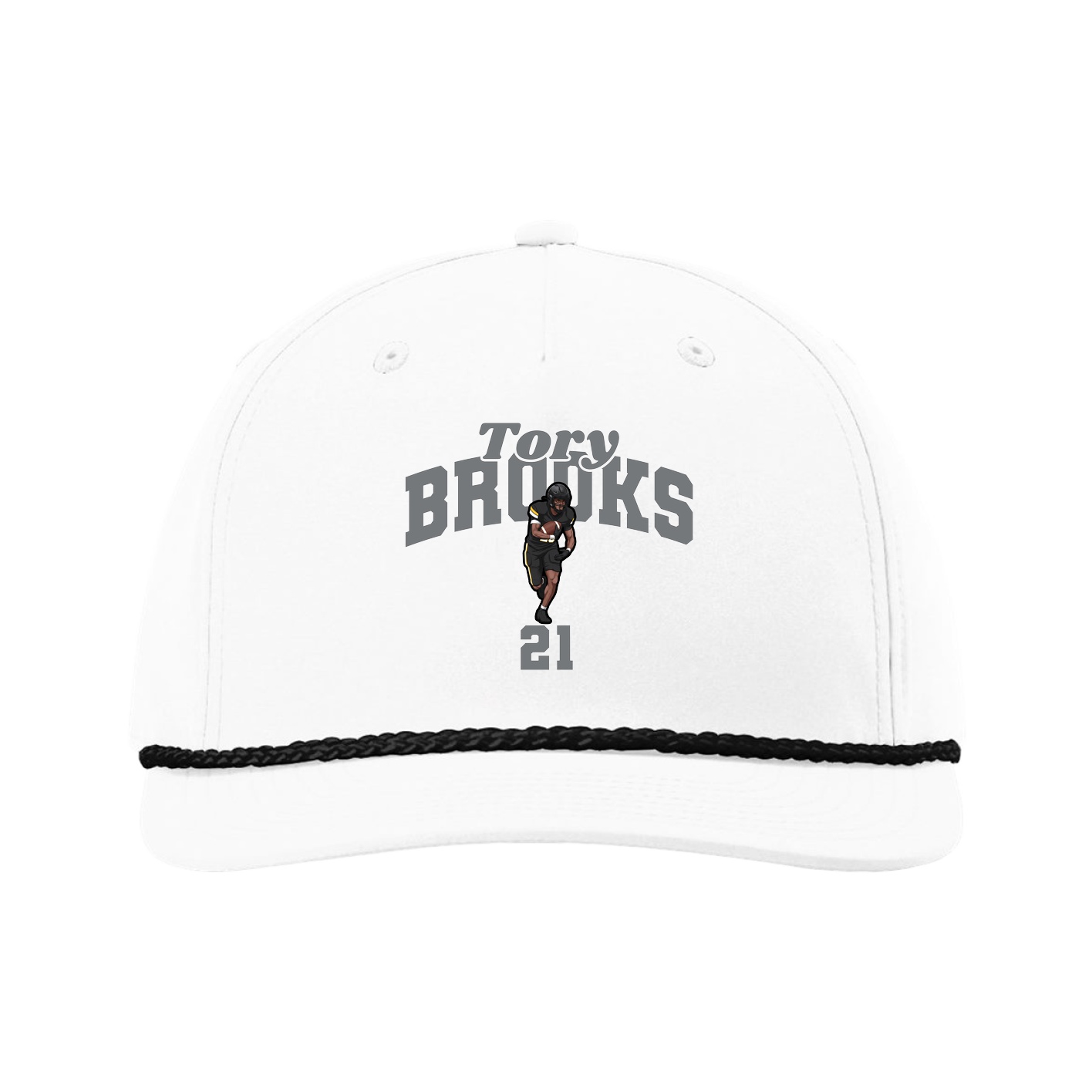 Five-Panel Classic Rope Cap — Signature Arch in White