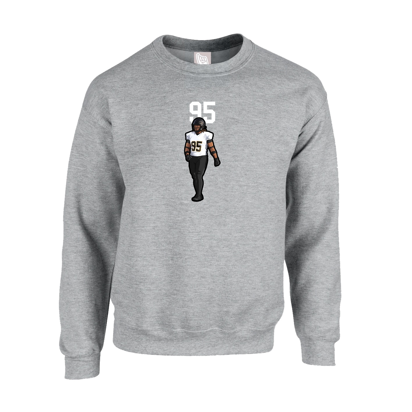 Fleece Crew — Number Top in Grey