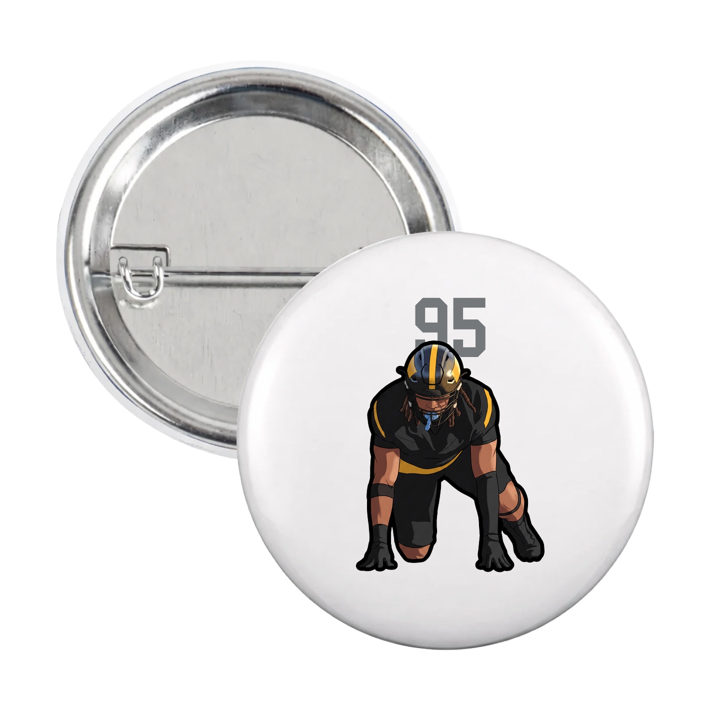 Game Day Button — Number Top in White