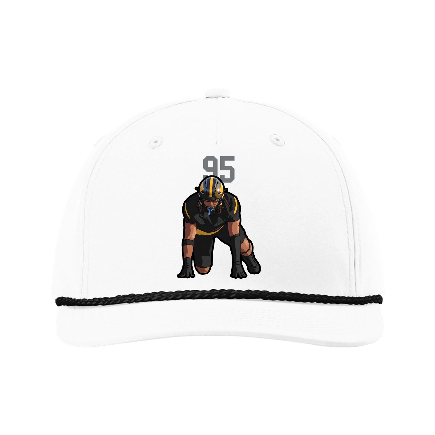 Five-Panel Classic Rope Cap — Number Top in White