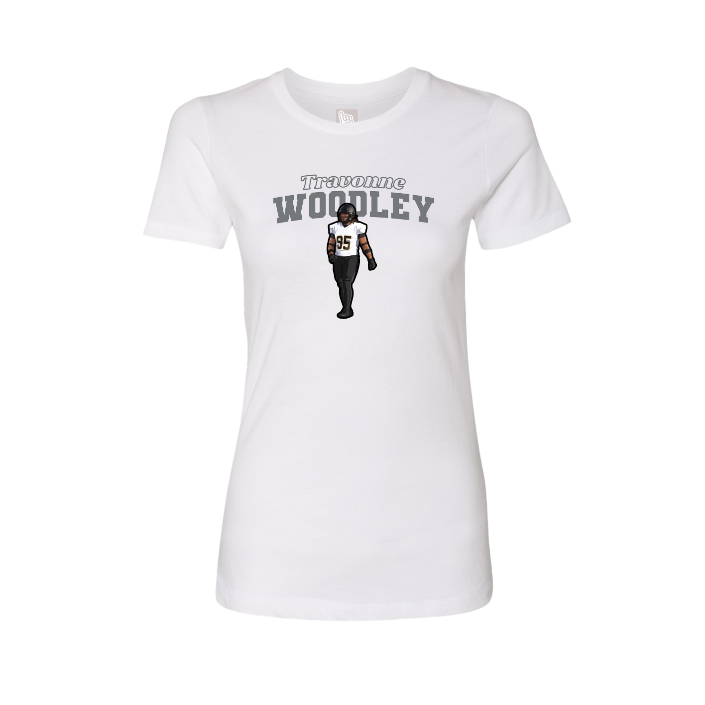 Fitted Women's Tee — Name Arch in White