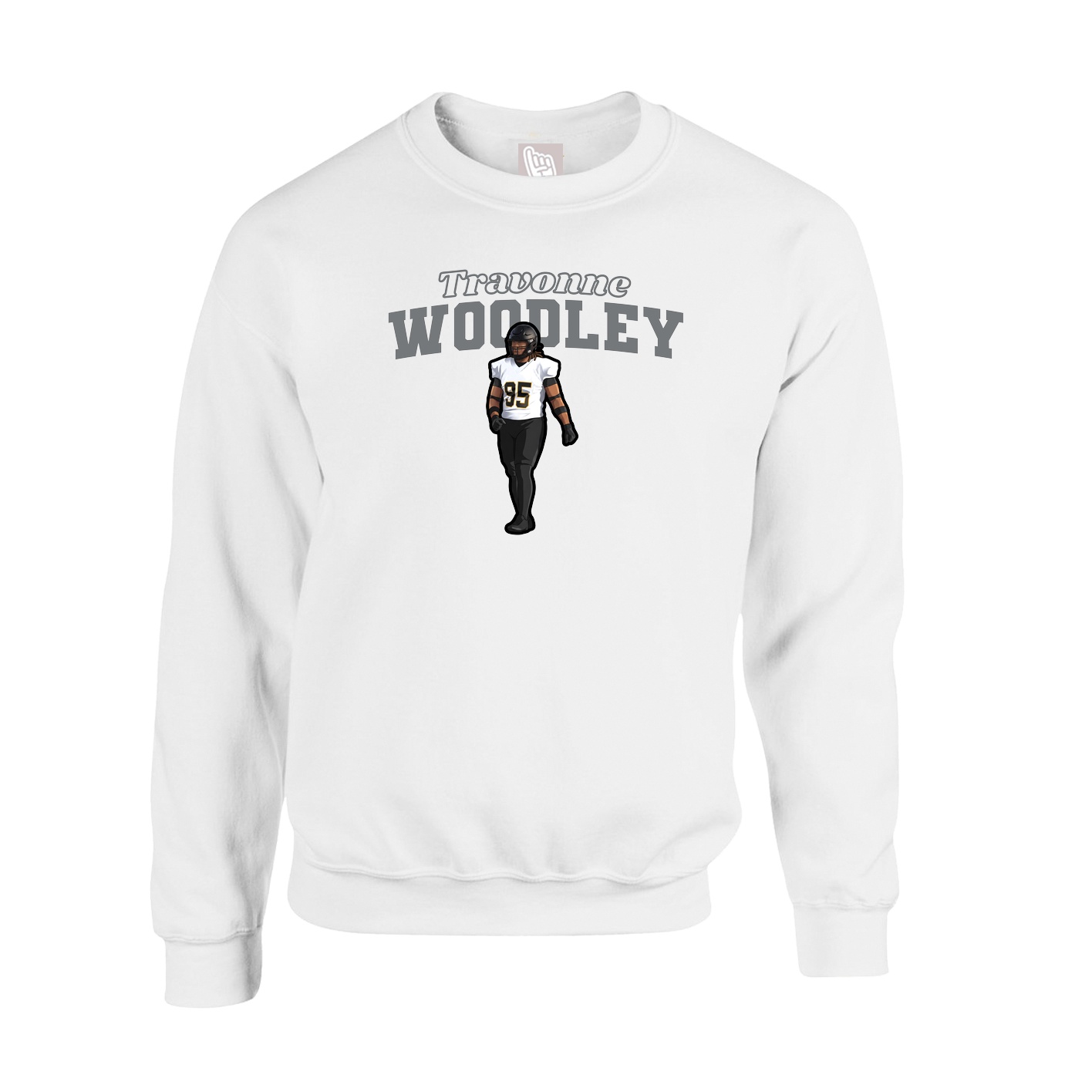 Fleece Crew — Name Arch in White