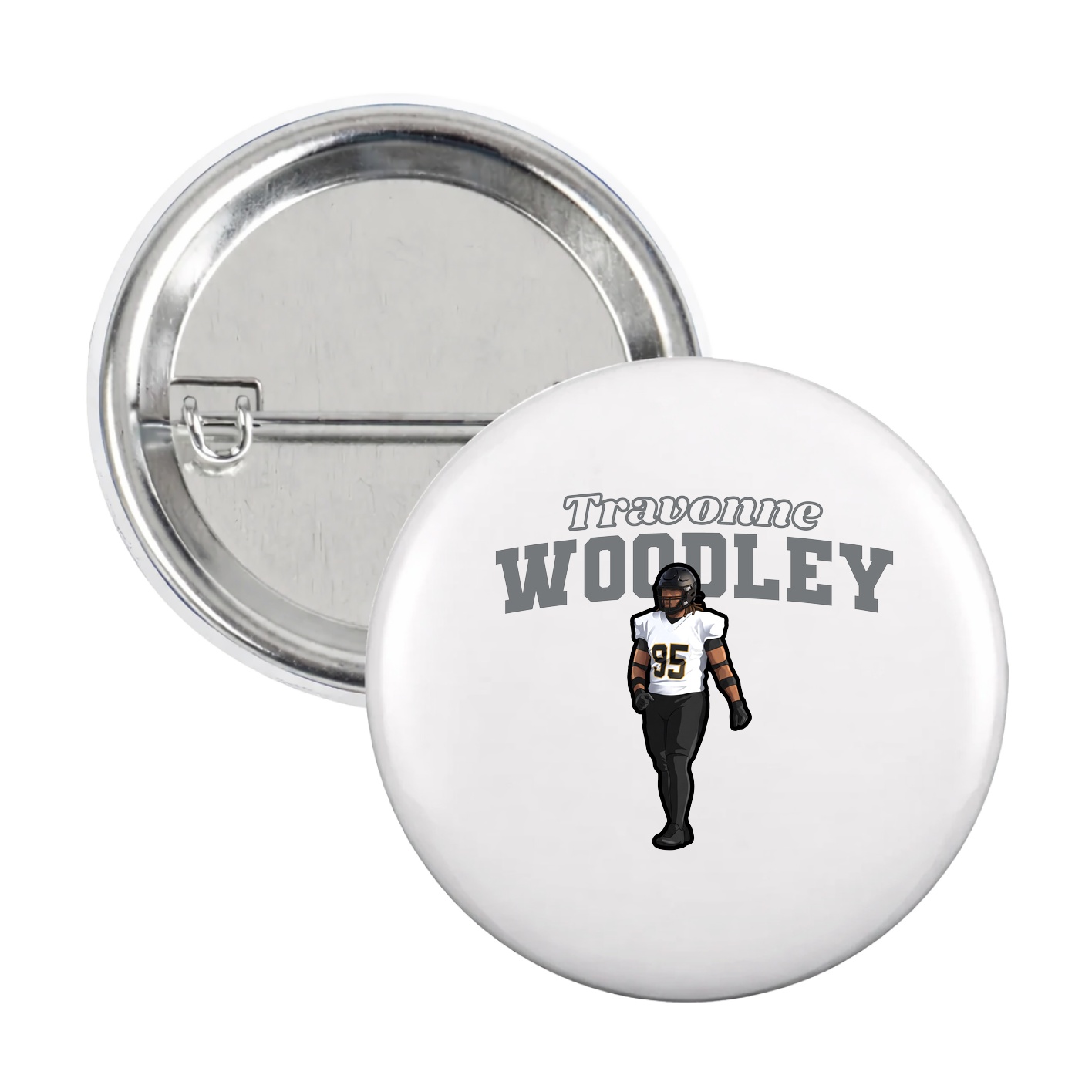 Game Day Button — Name Arch in White