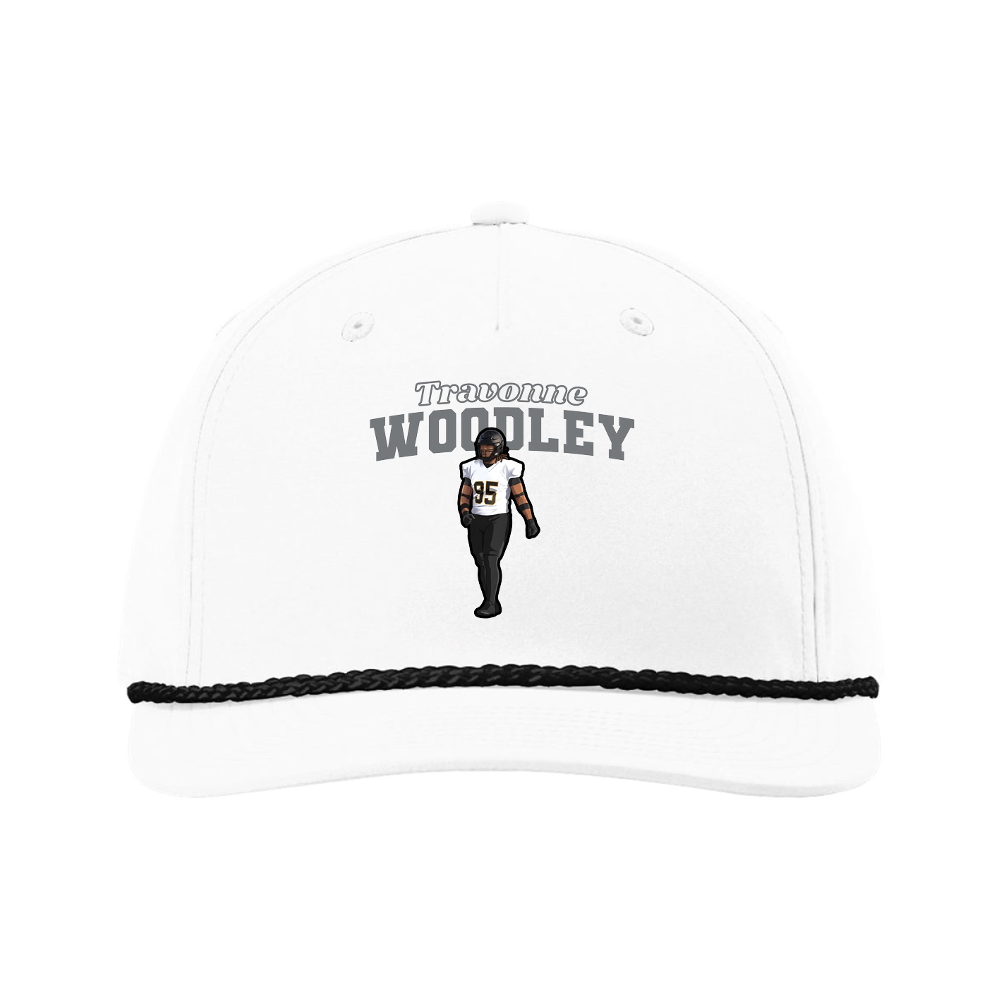 Five-Panel Classic Rope Cap — Name Arch in White