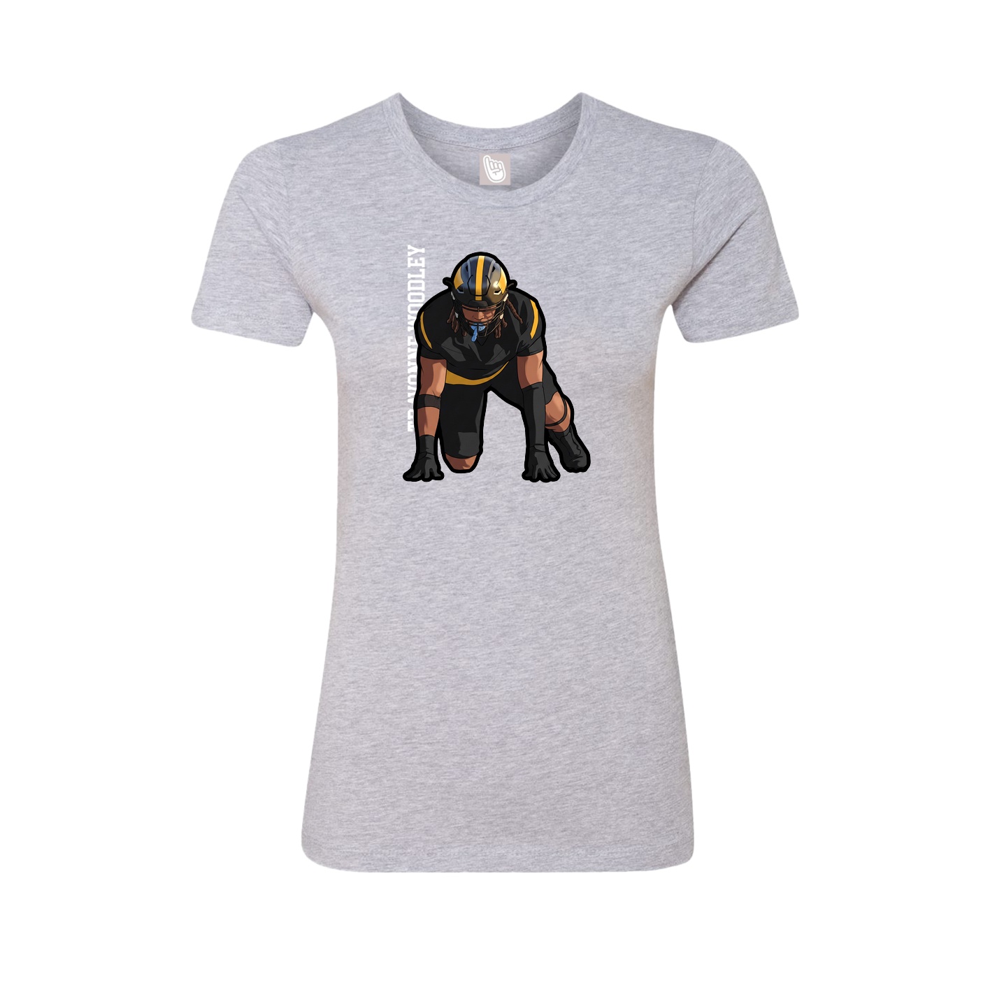 Fitted Women's Tee — Name Vertical in Grey