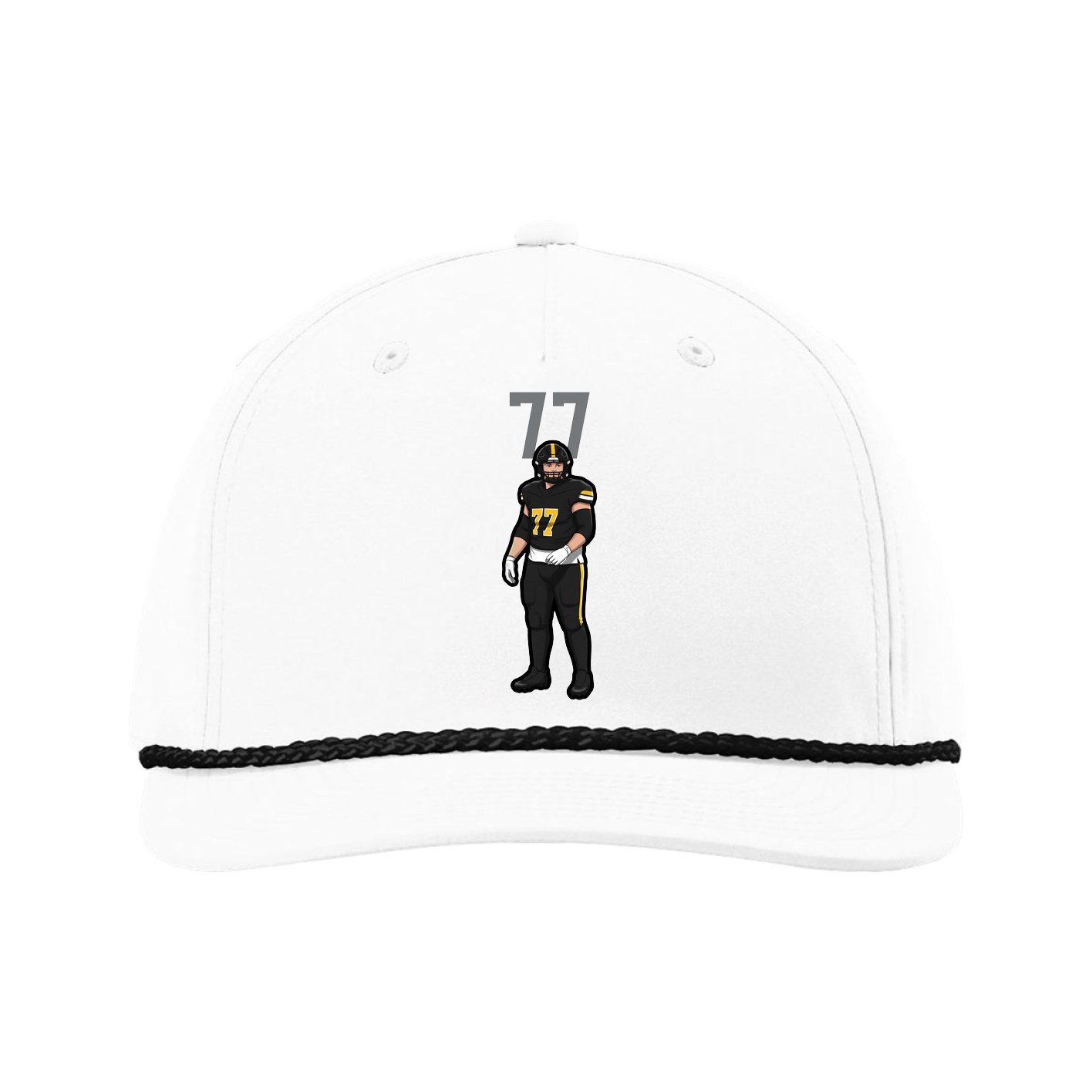 Five-Panel Classic Rope Cap — Number Top in White