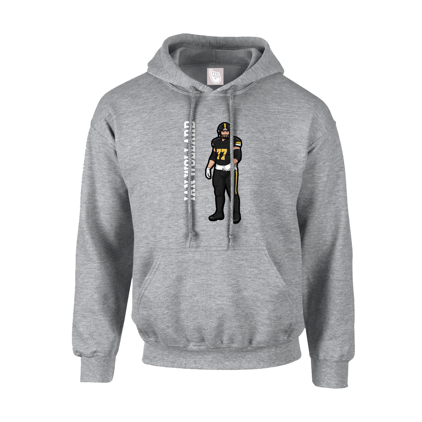 Hoodie — Name Vertical in Grey