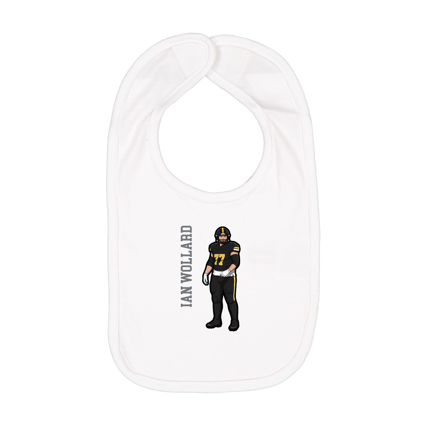 Infant Bib — Name Vertical in White