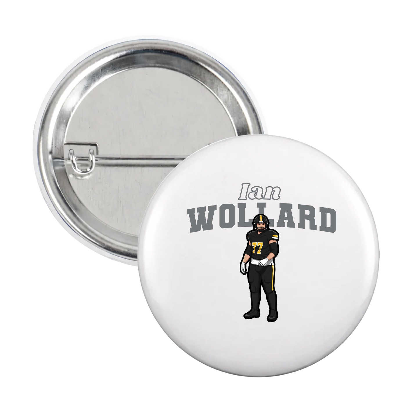 Game Day Button — Name Arch in White
