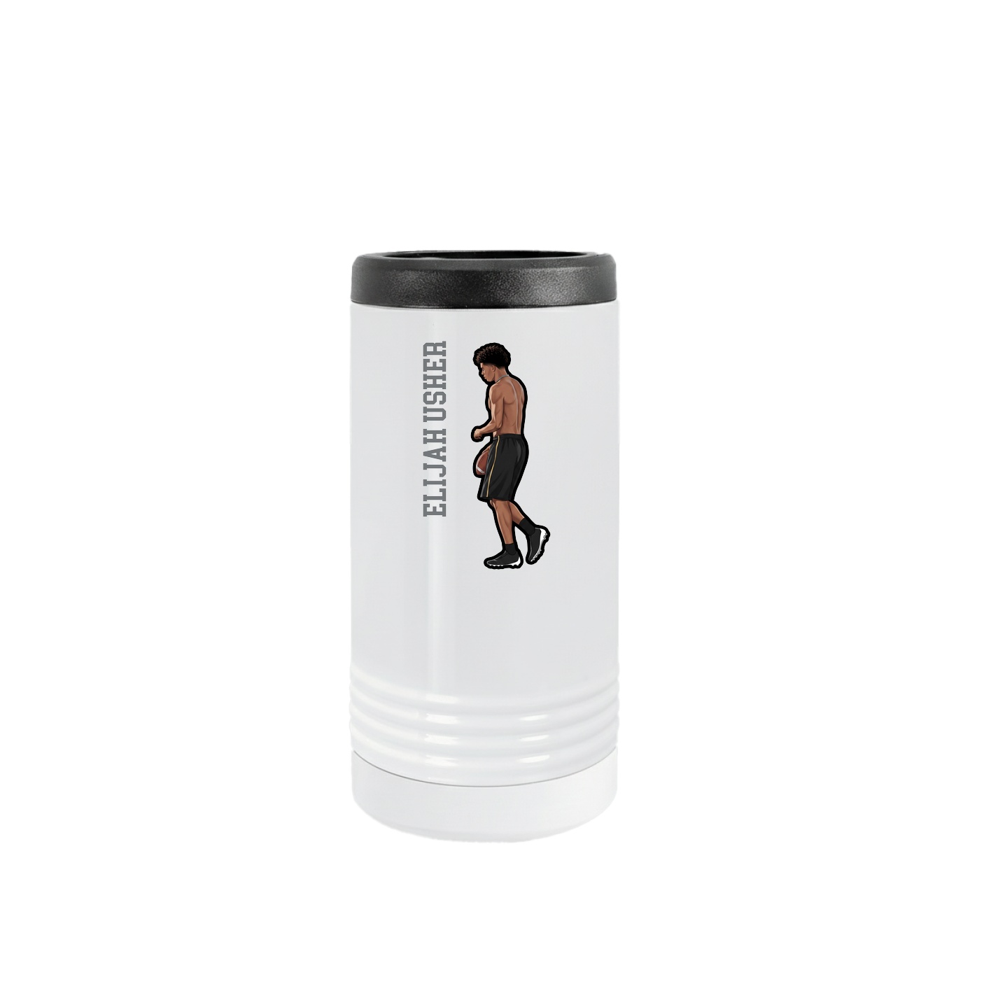 Slim Beverage Holder — Name Vertical in White