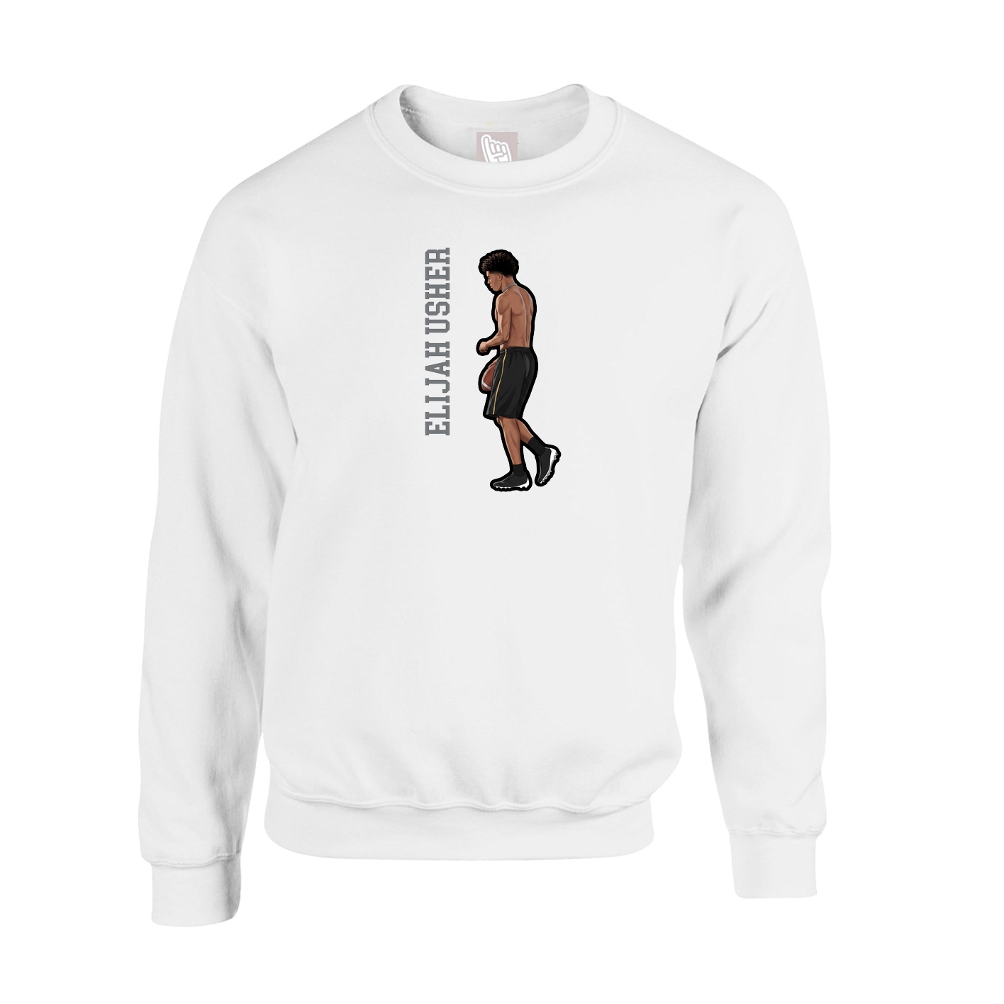 Fleece Crew — Name Vertical in White