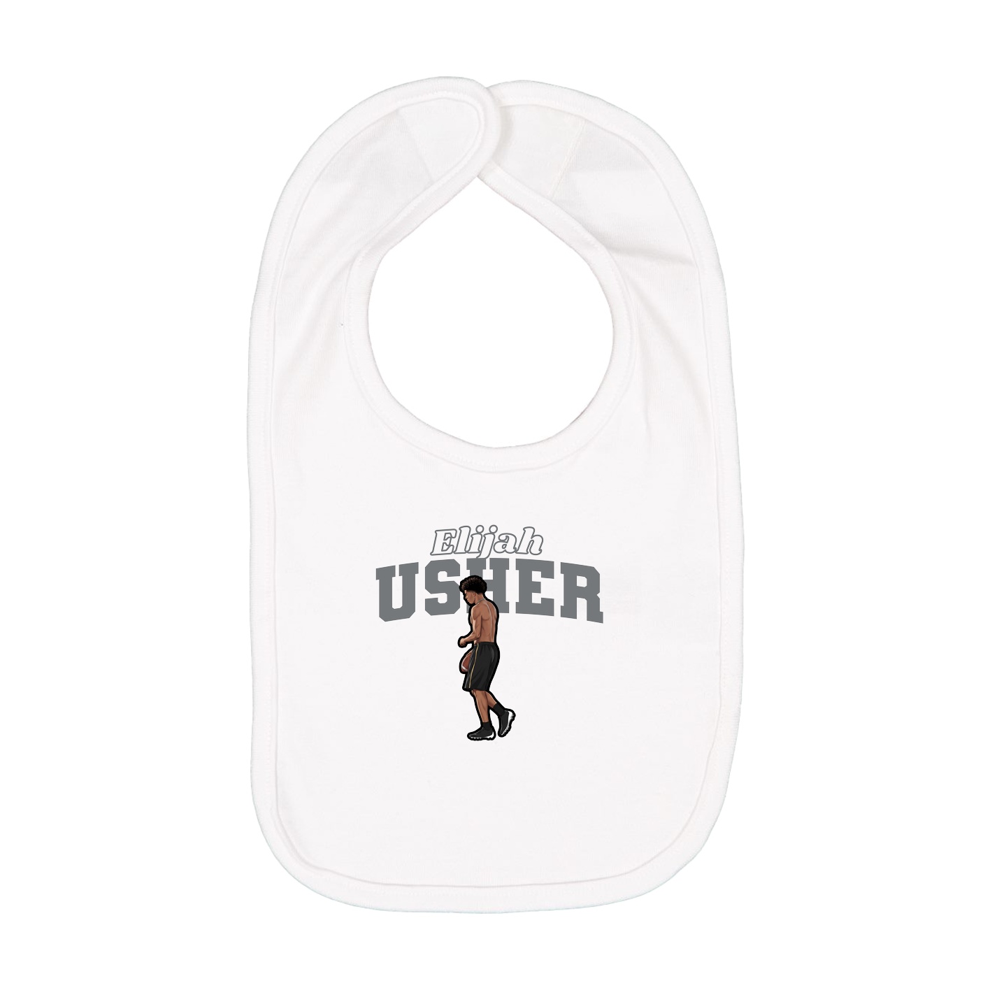 Infant Bib — Name Arch in White