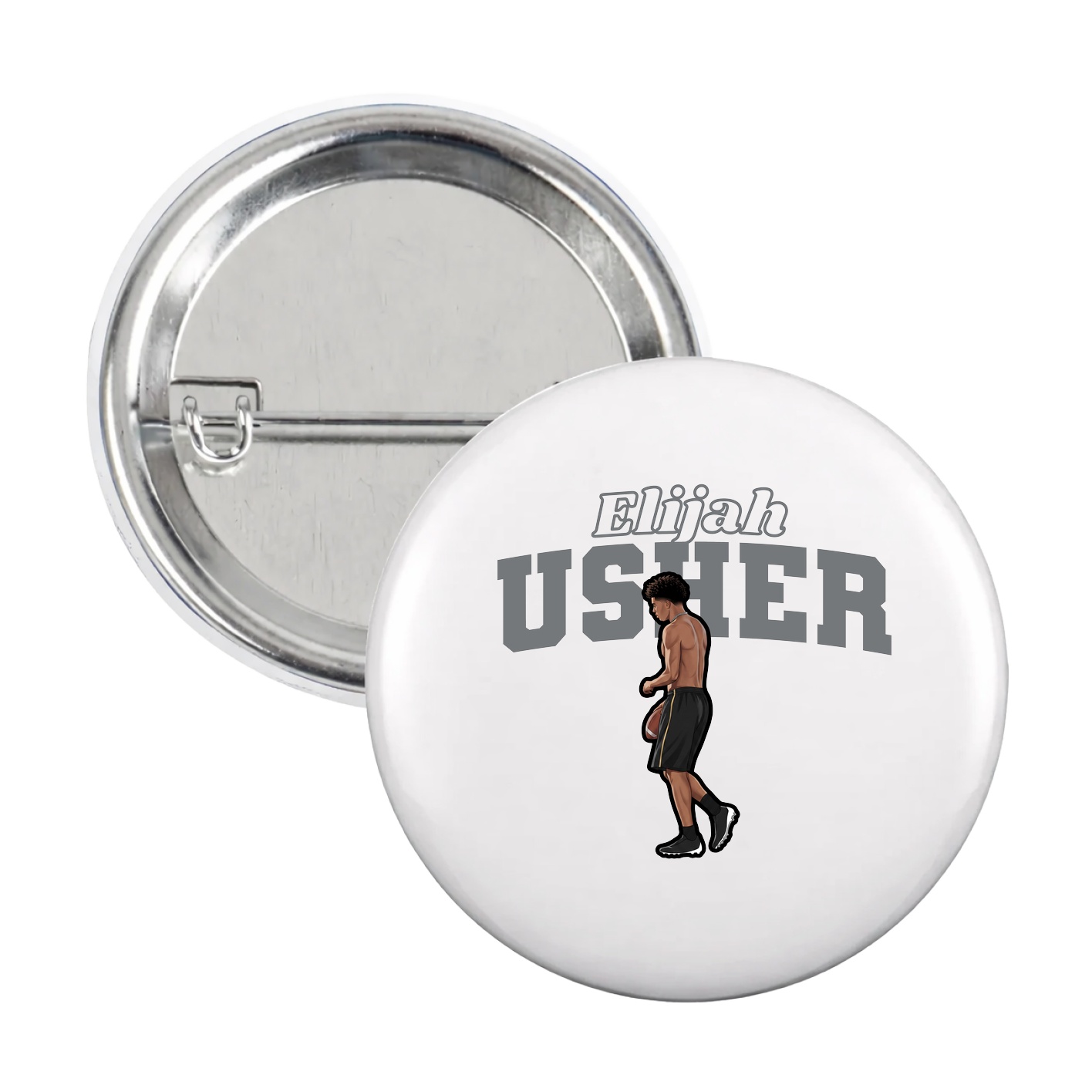 Game Day Button — Name Arch in White