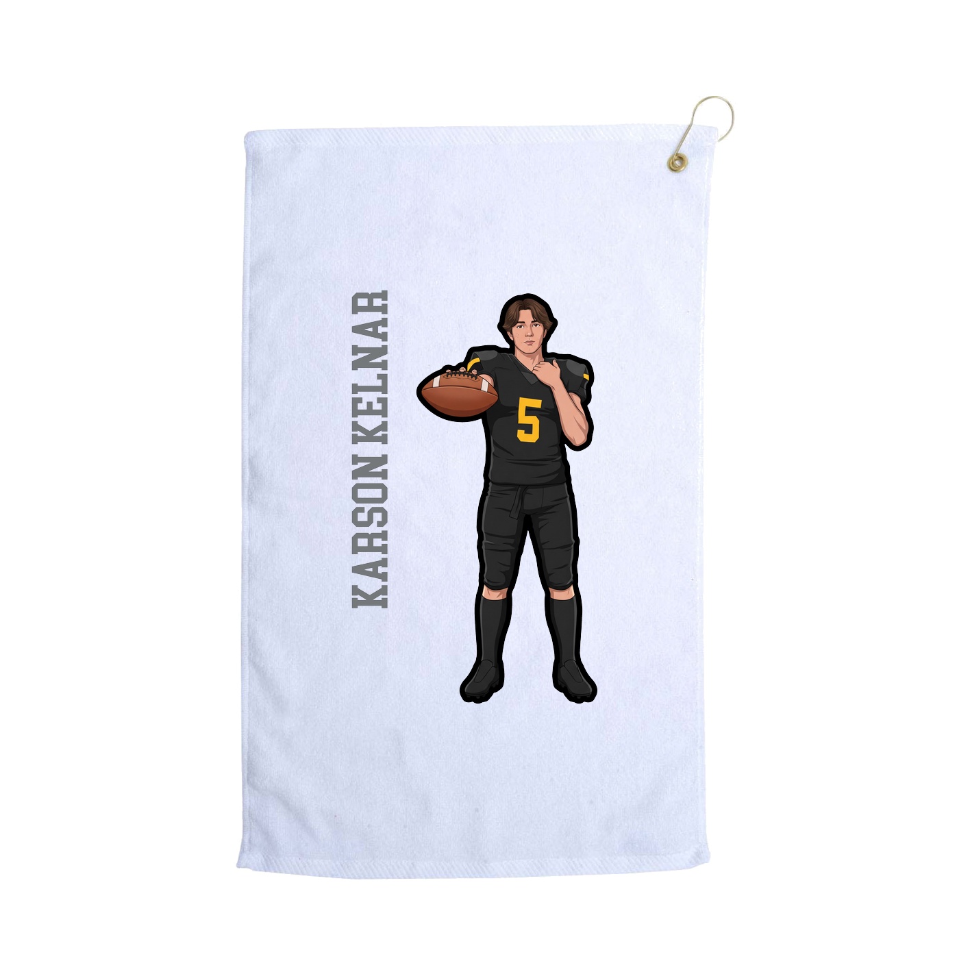 Golf Towel — Name Vertical in White