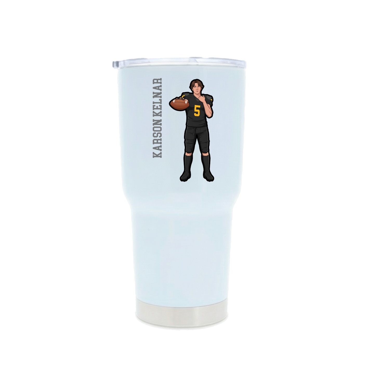 30oz Stainless Steel Tumbler — Name Vertical in White