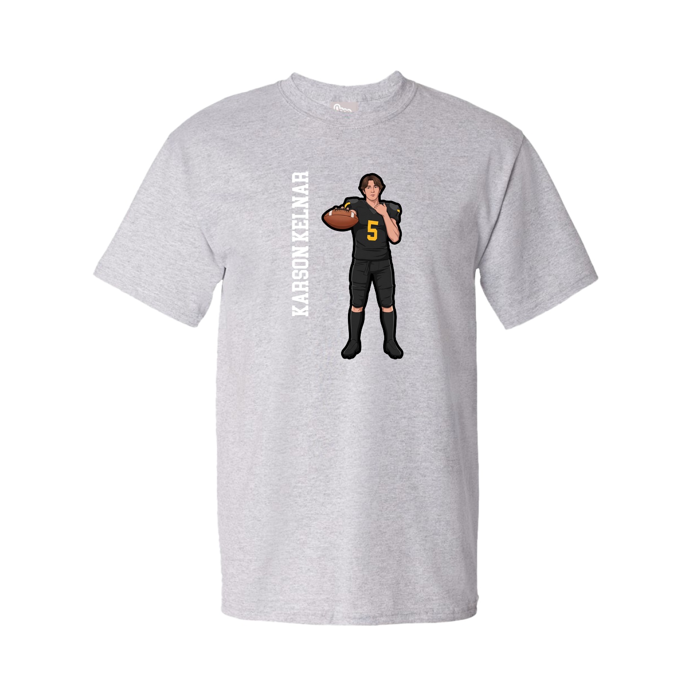Youth Tee — Name Vertical in Grey
