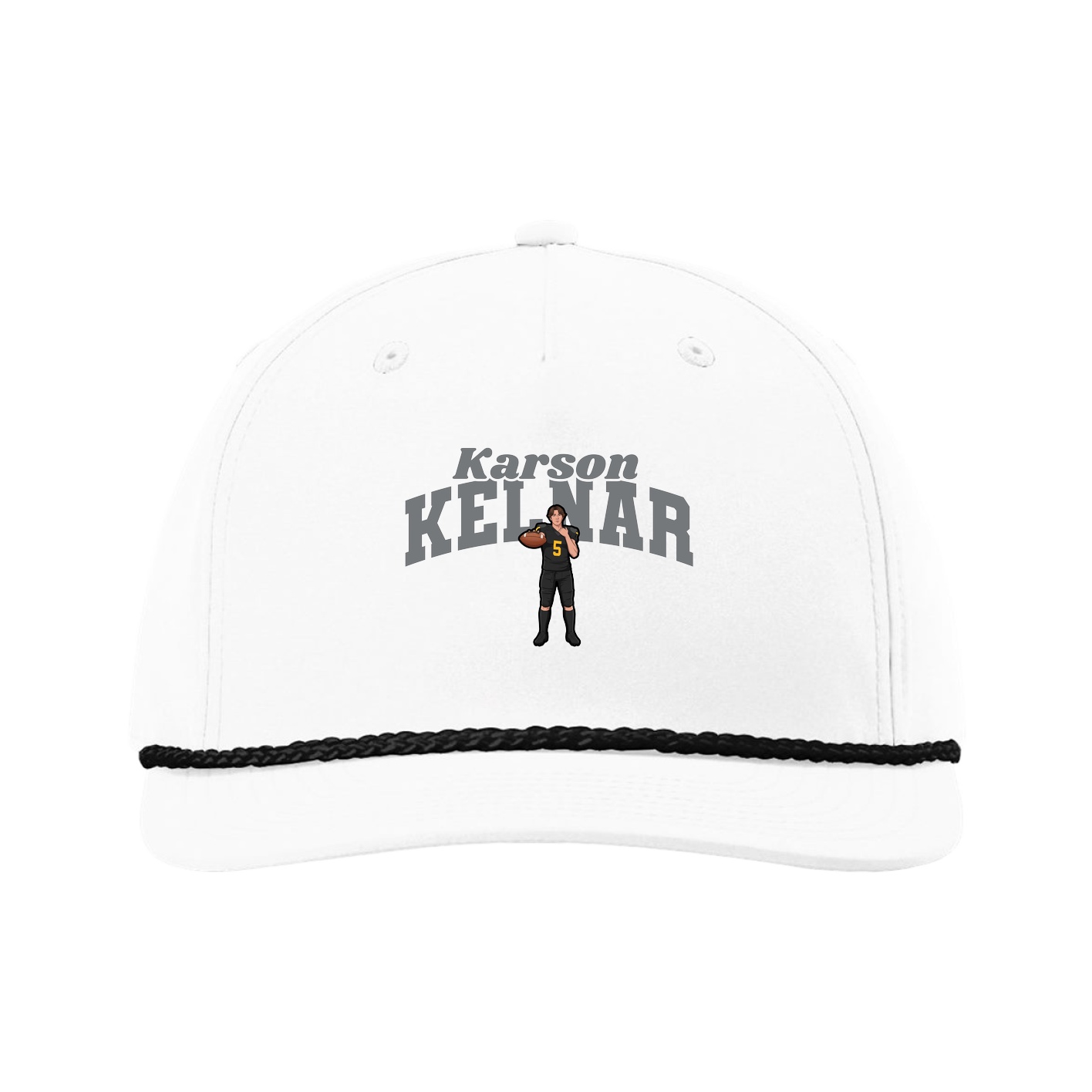 Five-Panel Classic Rope Cap — Signature Arch in White