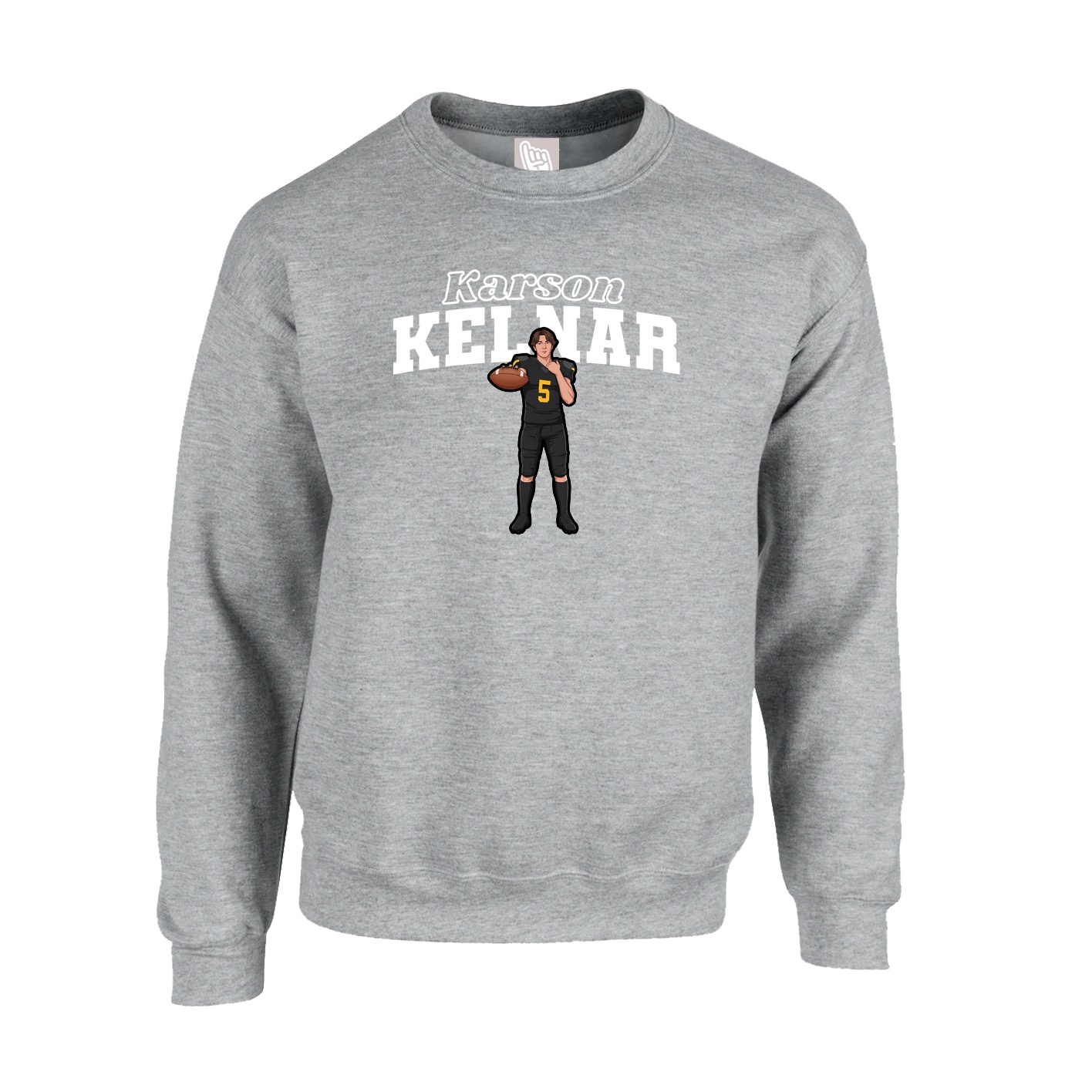 Fleece Crew — Name Arch in Grey