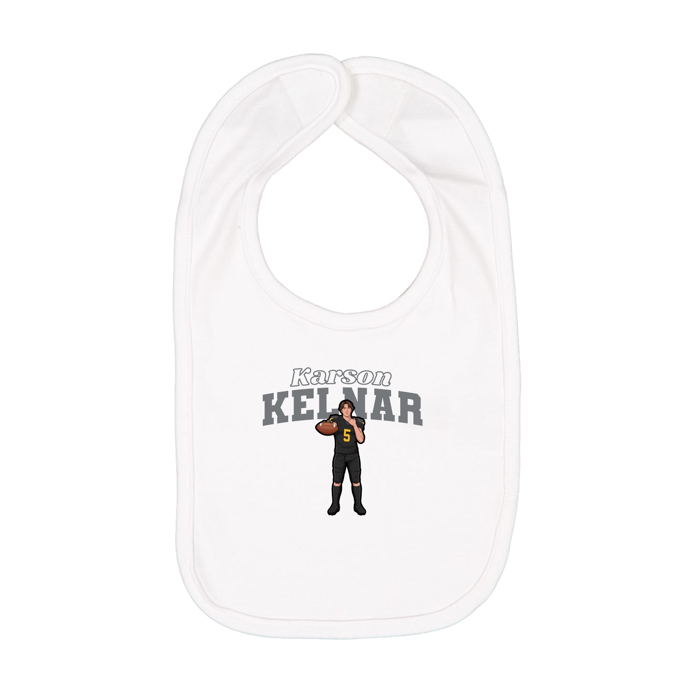 Infant Bib — Name Arch in White