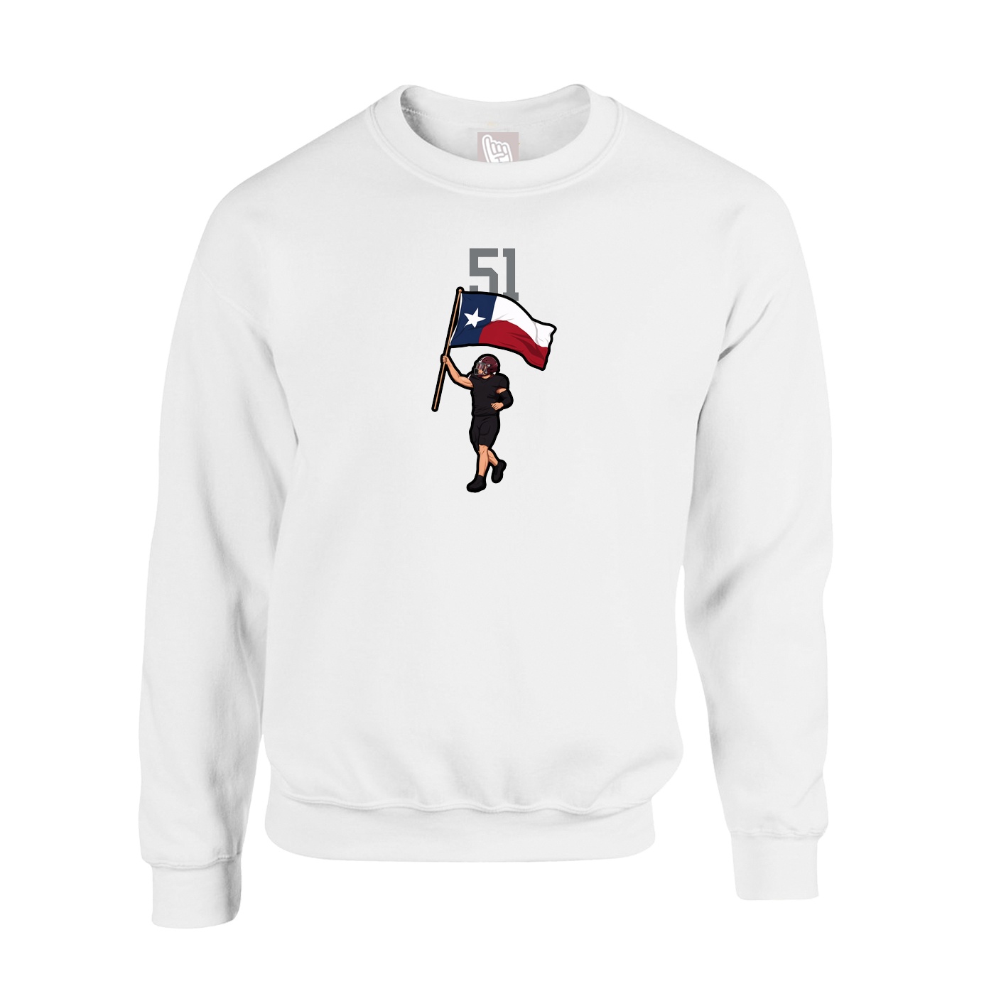 Fleece Crew — Number Top in White