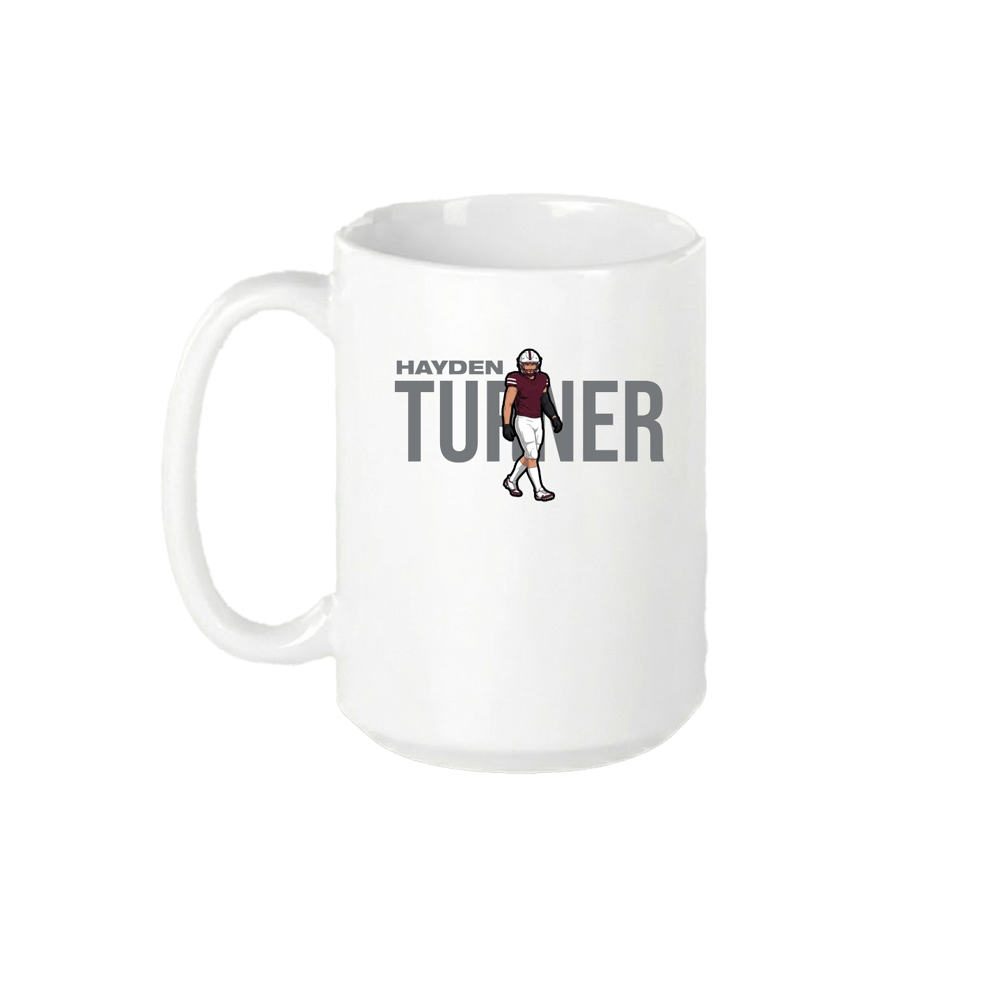 15oz Coffee Mug — Player Name in White