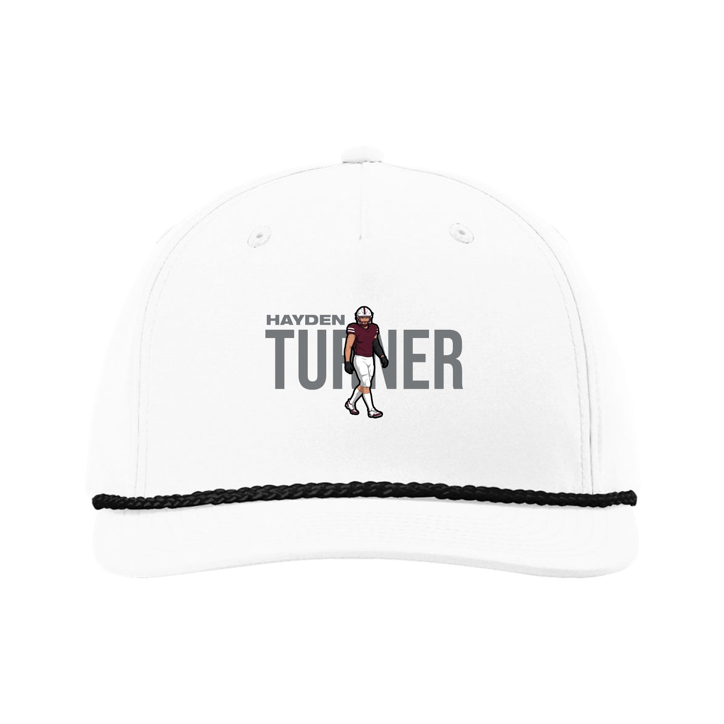 Five-Panel Classic Rope Cap — Player Name in White