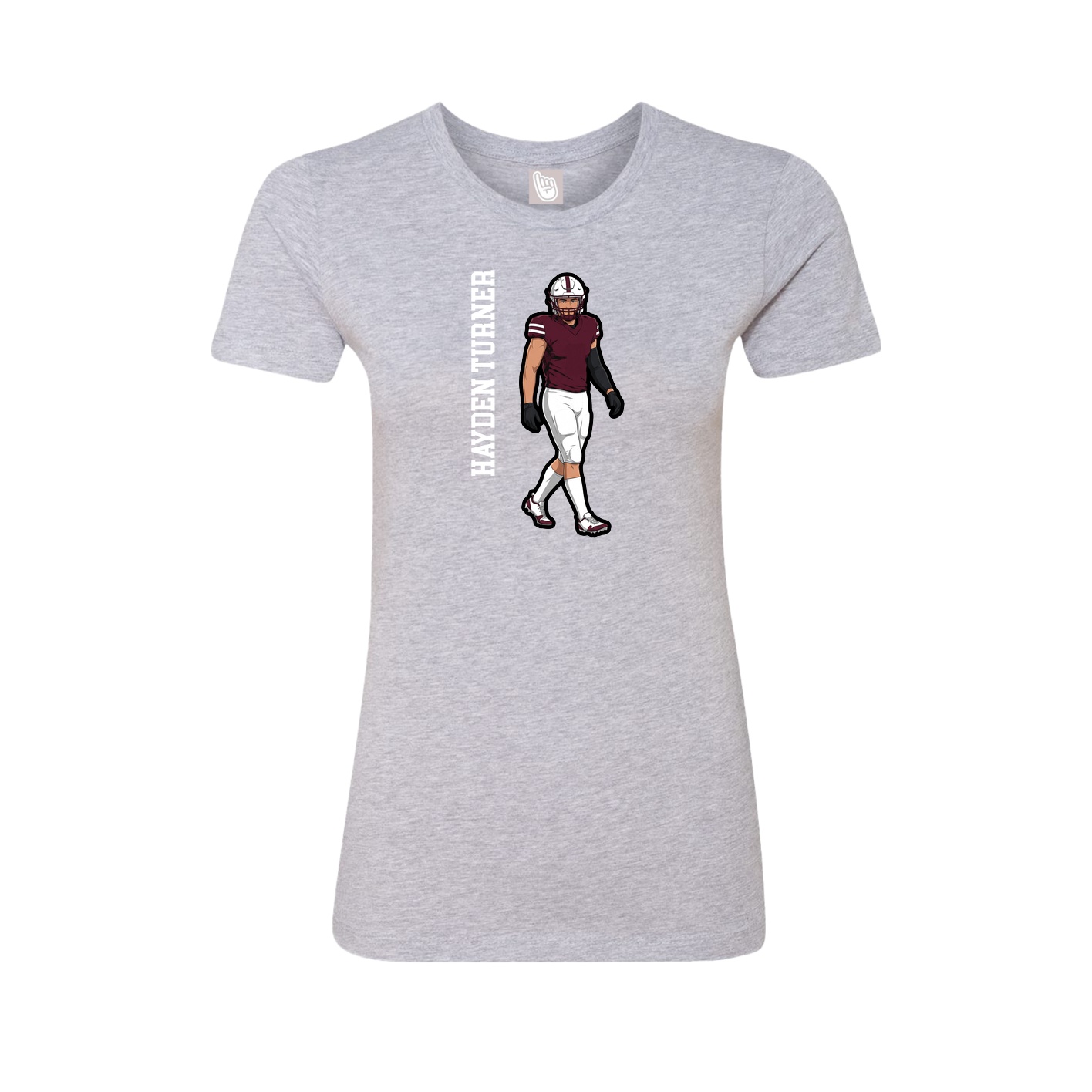 Fitted Women's Tee — Name Vertical in Grey