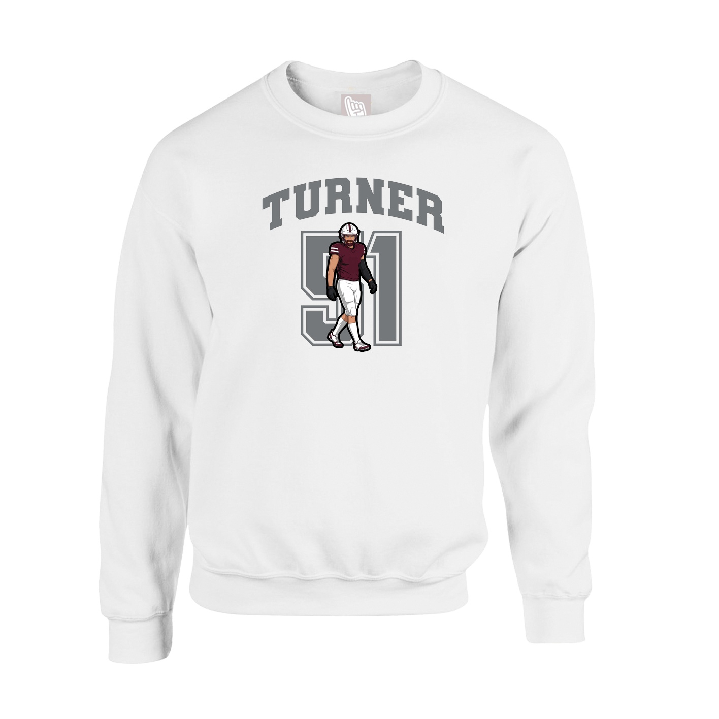 Fleece Crew — Number in White