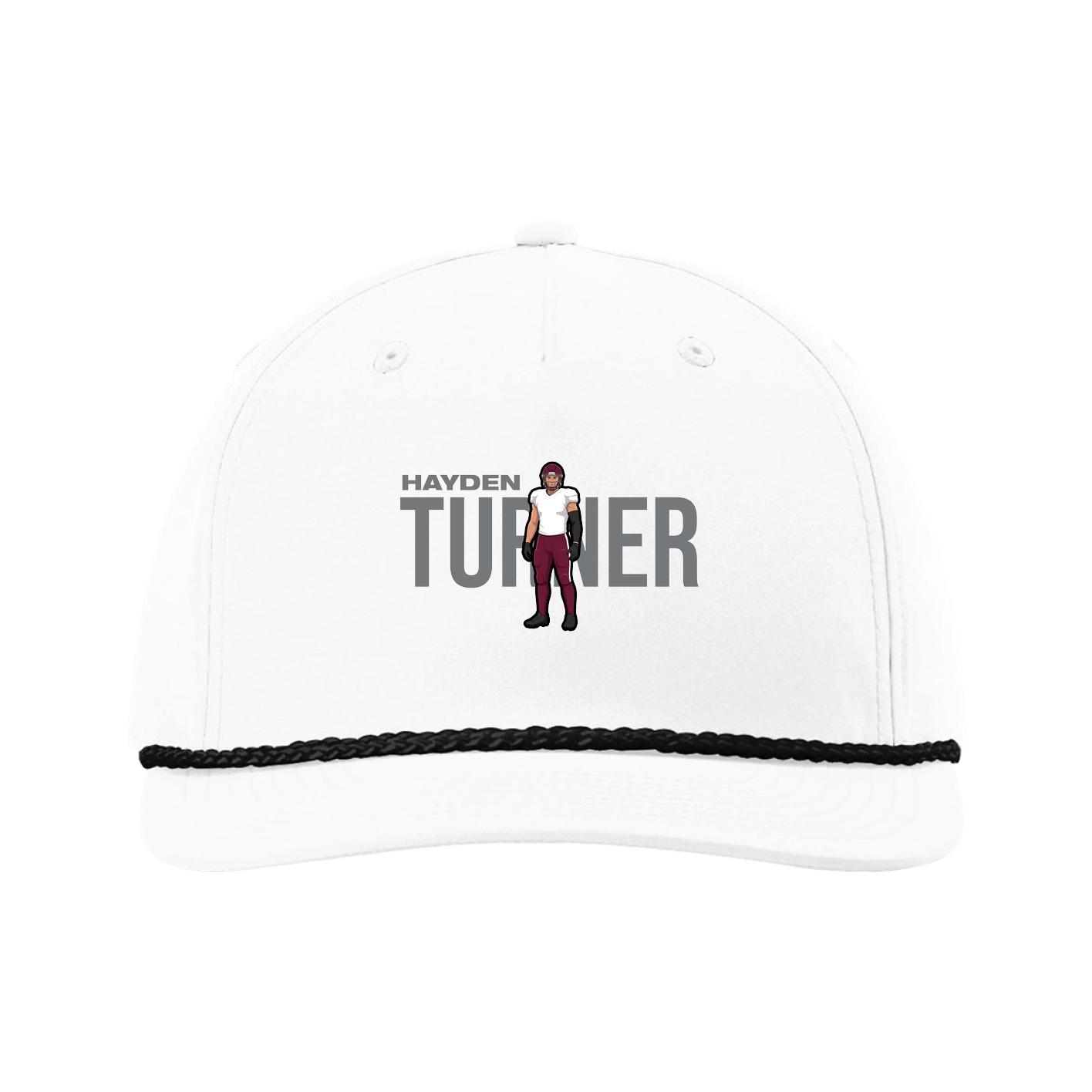 Five-Panel Classic Rope Cap — Player Name in White