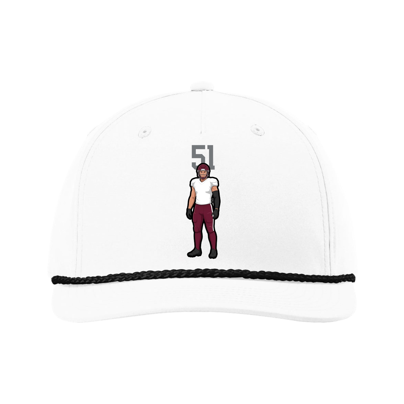 Five-Panel Classic Rope Cap — Number Top in White