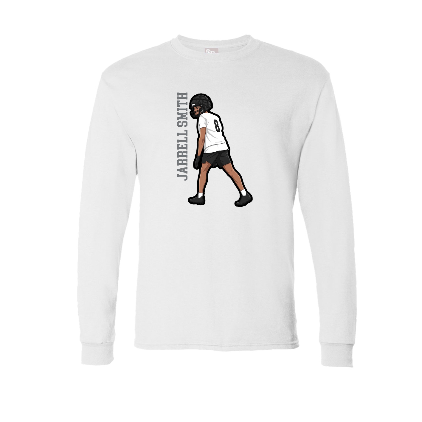 Long Sleeve Tee — Name Vertical in White