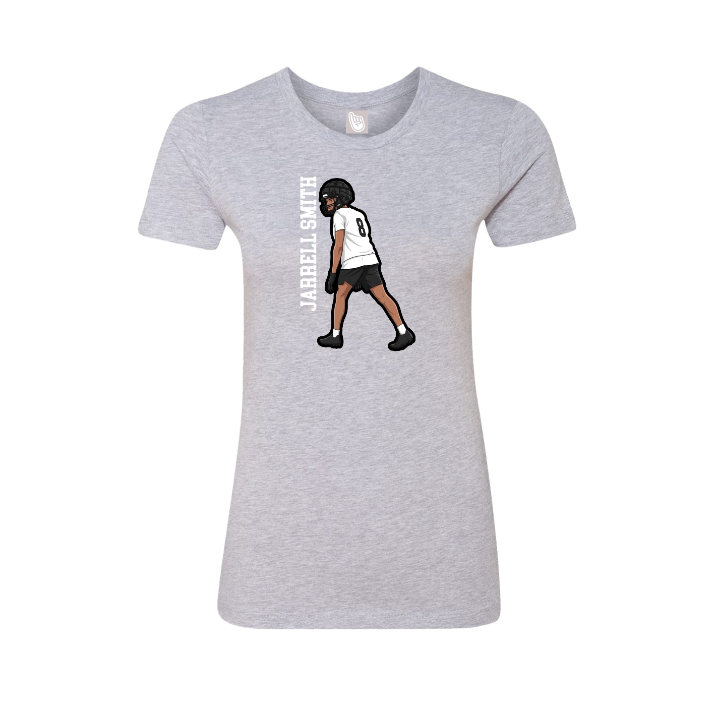 Fitted Women's Tee — Name Vertical in Grey