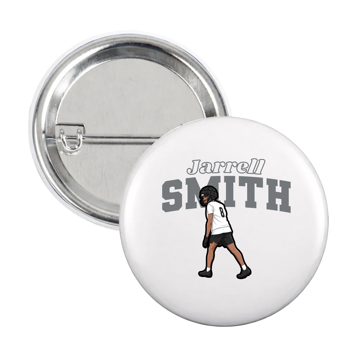 Game Day Button — Name Arch in White