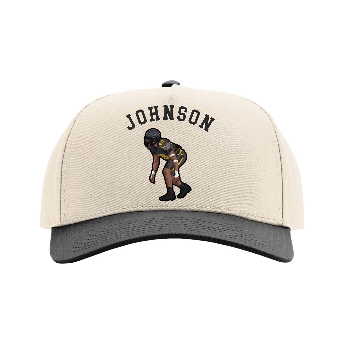 Full Fabric Five-Panel Champ Cap — Shirsey Arch in Cream/Black