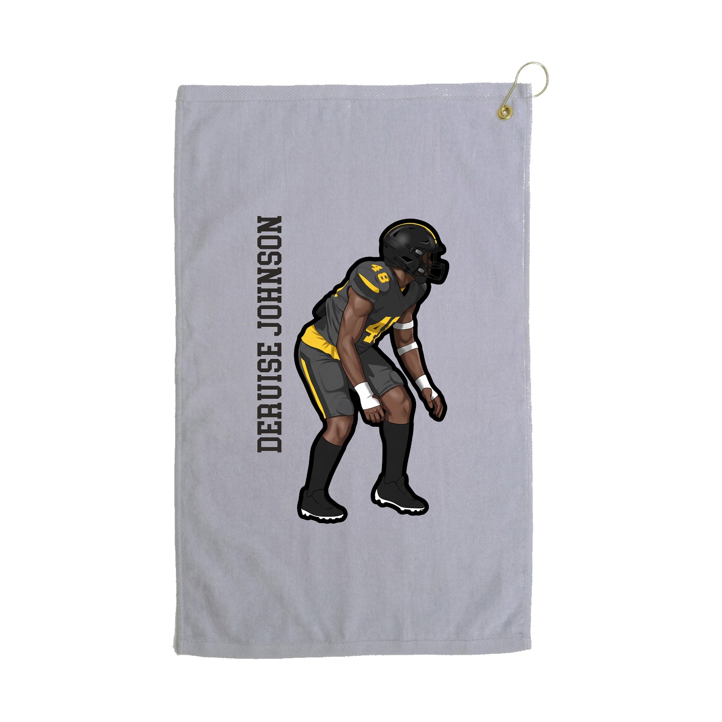 Golf Towel — Name Vertical in Grey