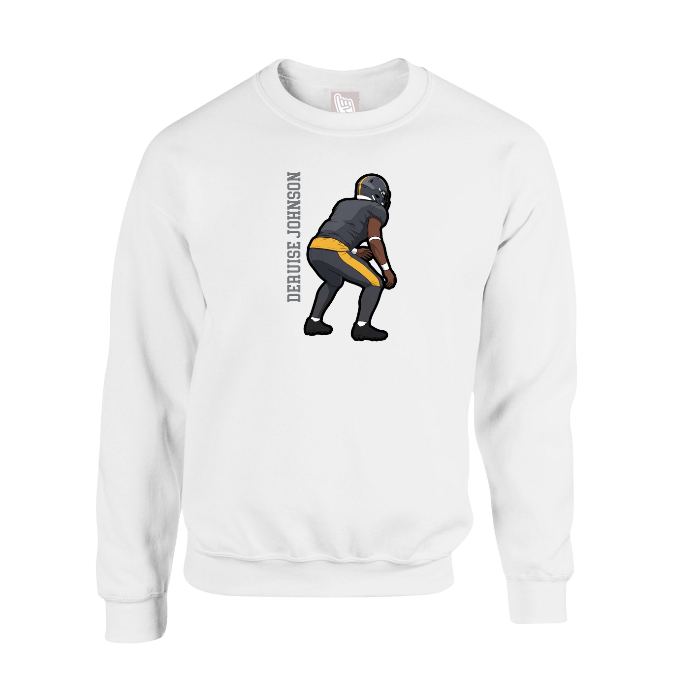 Fleece Crew — Name Vertical in White