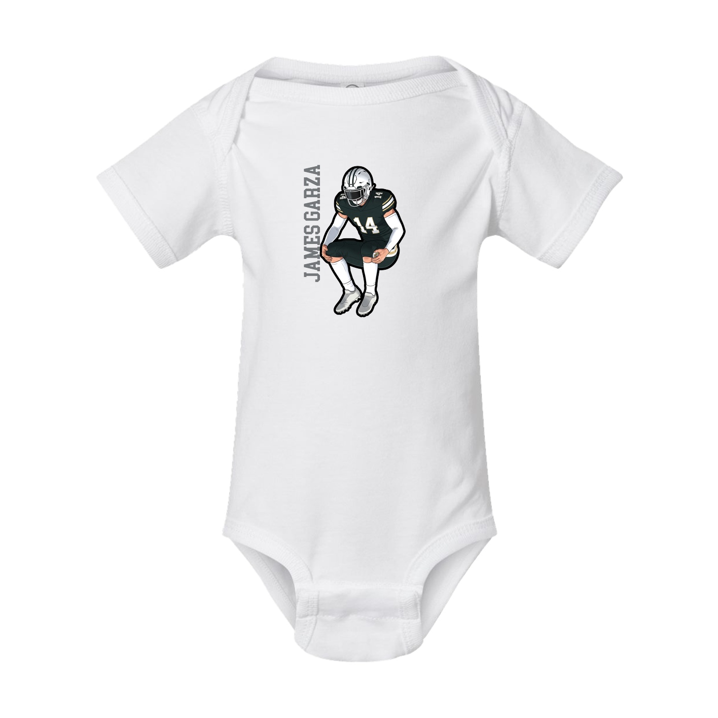 Baby Onesie — Name Vertical in White
