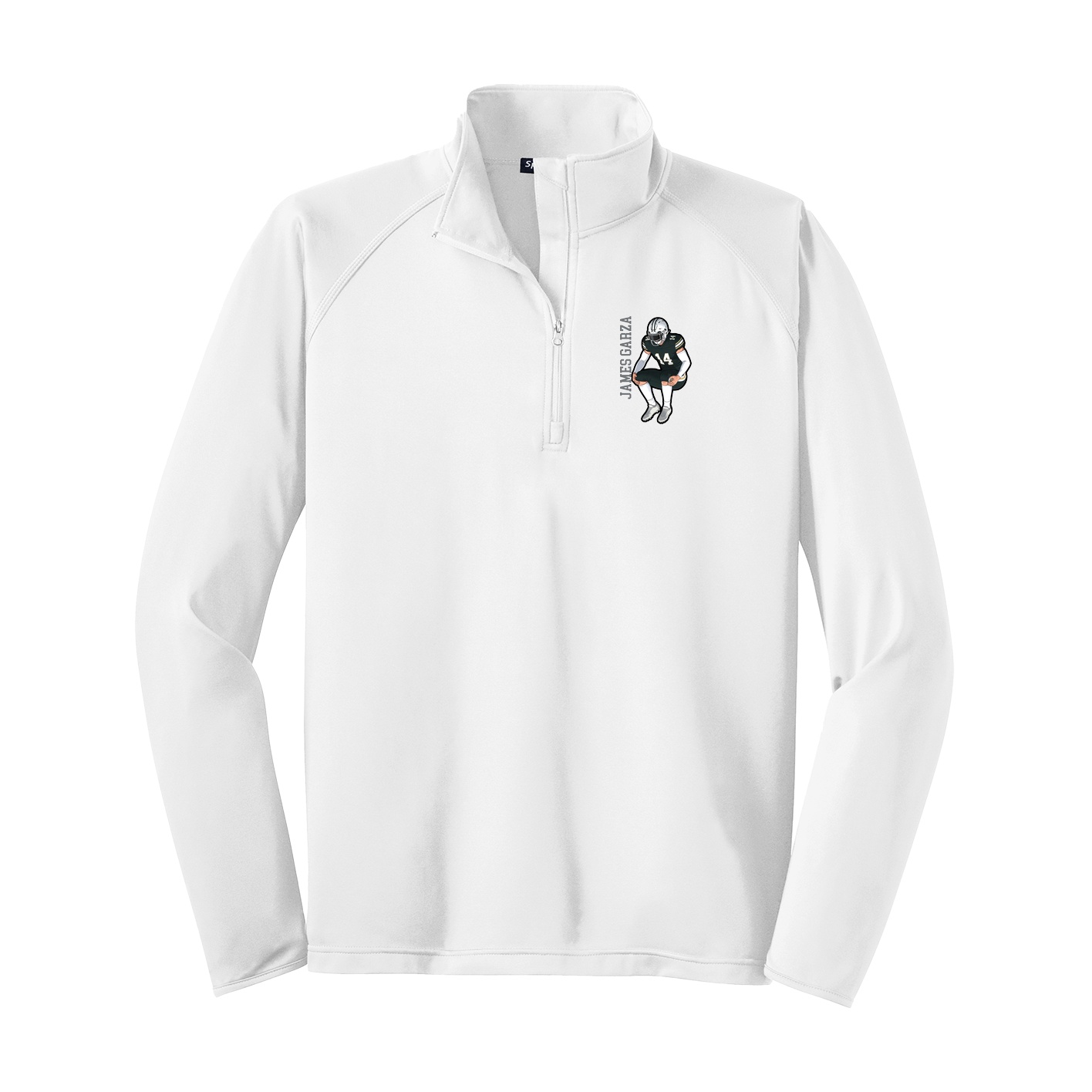 Q-Zip Pullover — Name Vertical in White