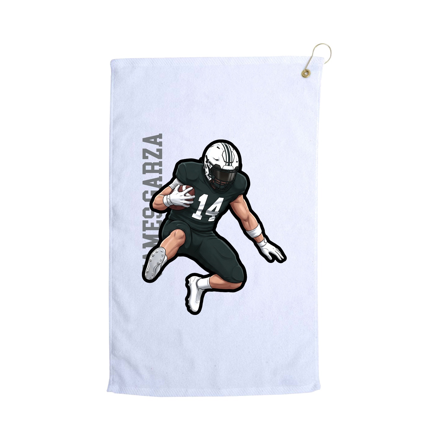 Golf Towel — Name Vertical in White
