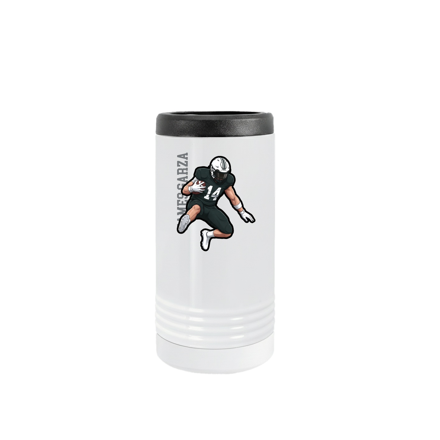 Slim Beverage Holder — Name Vertical in White