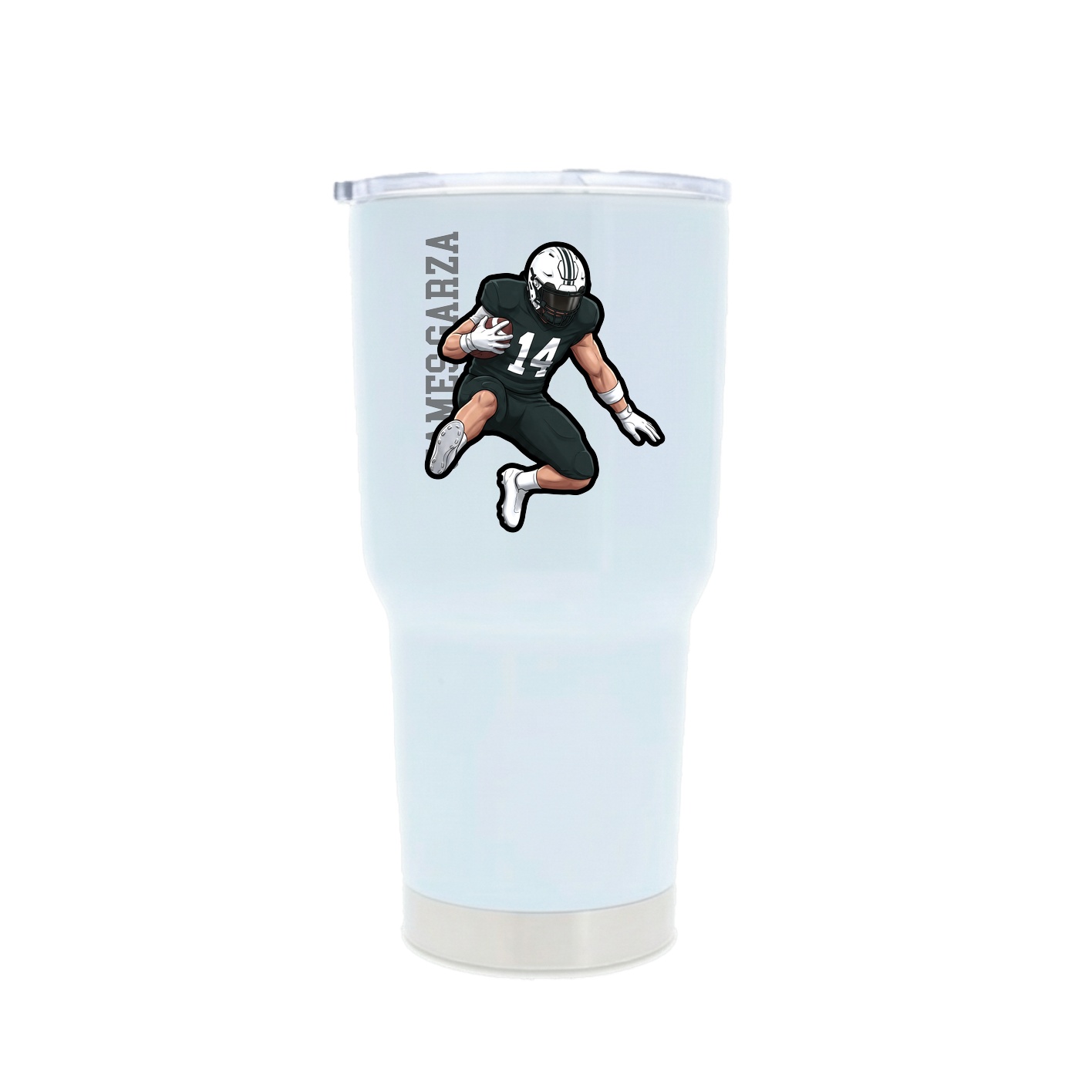 30oz Stainless Steel Tumbler — Name Vertical in White