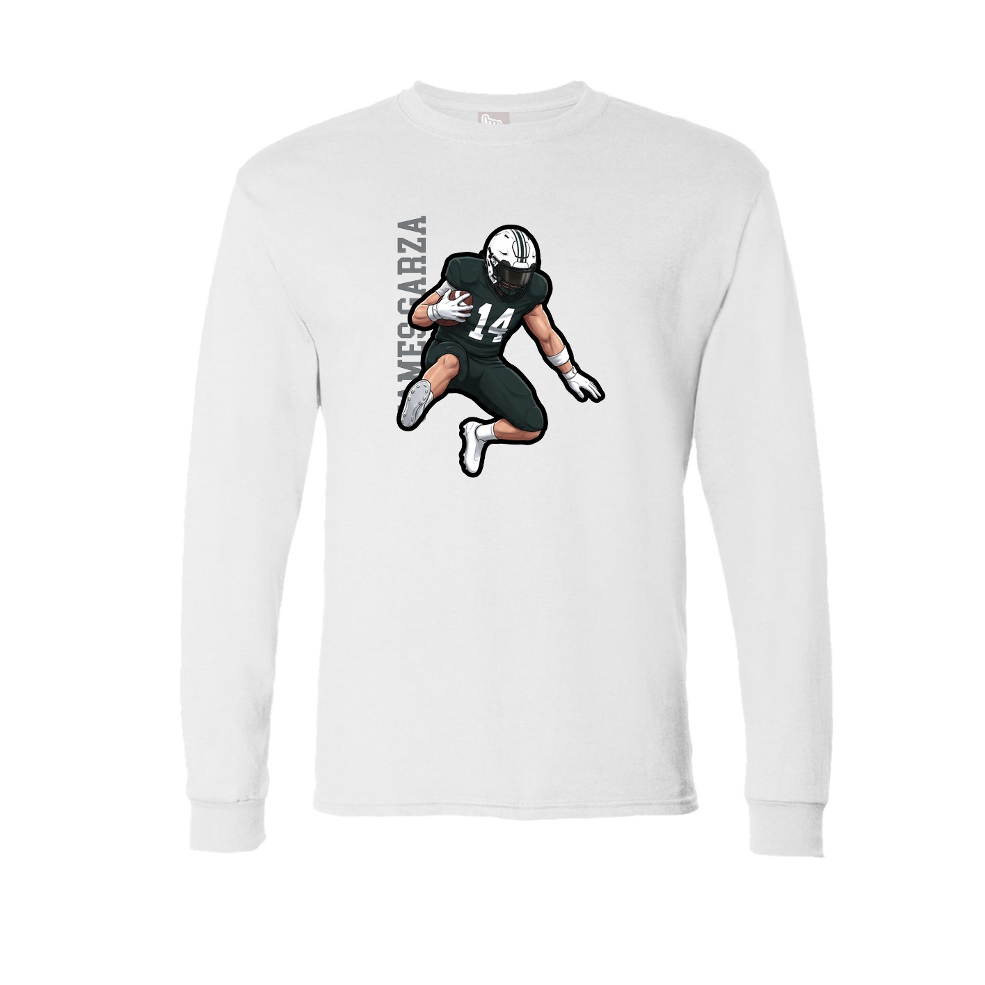 Long Sleeve Tee — Name Vertical in White